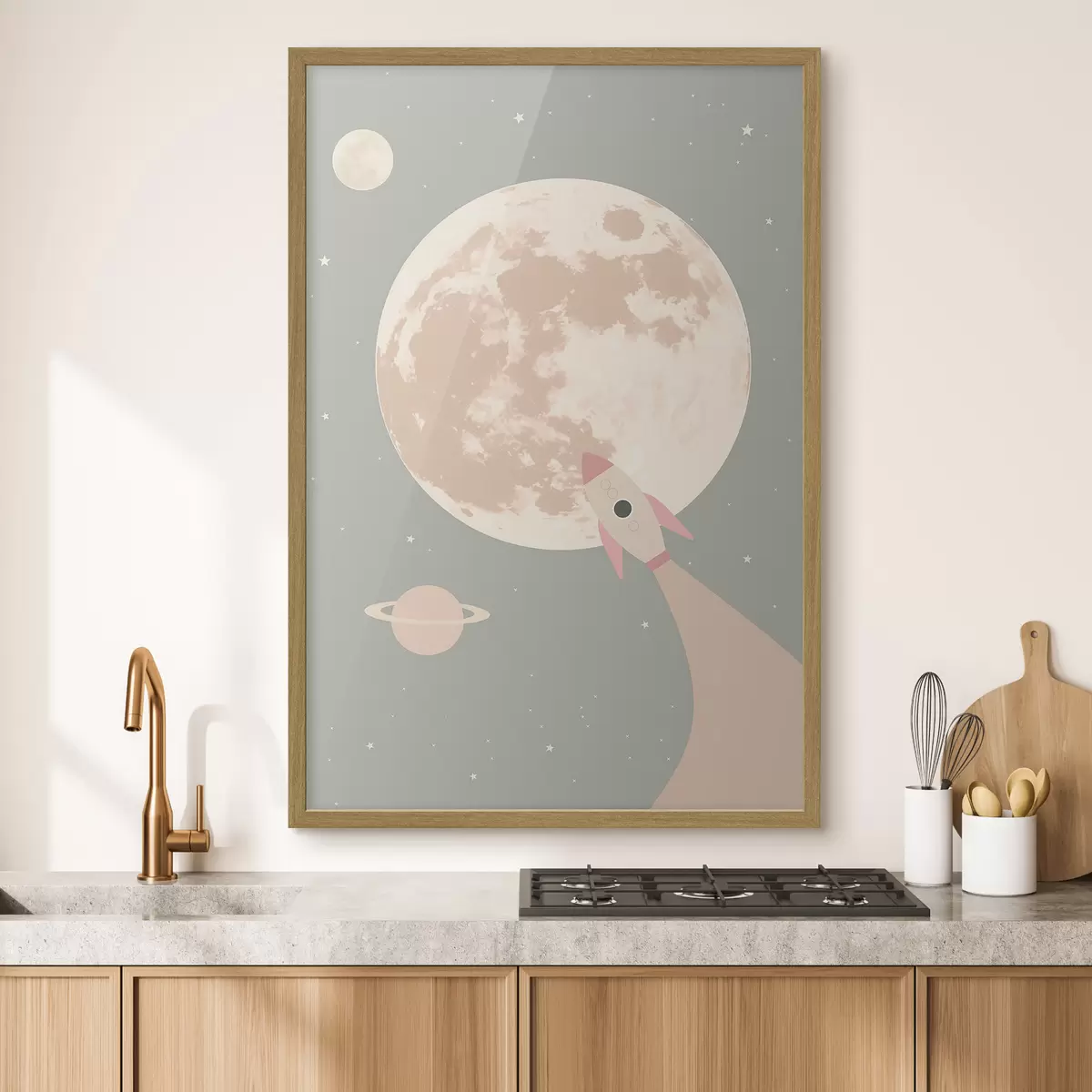 Poster Luna e razzo spaziale f47067