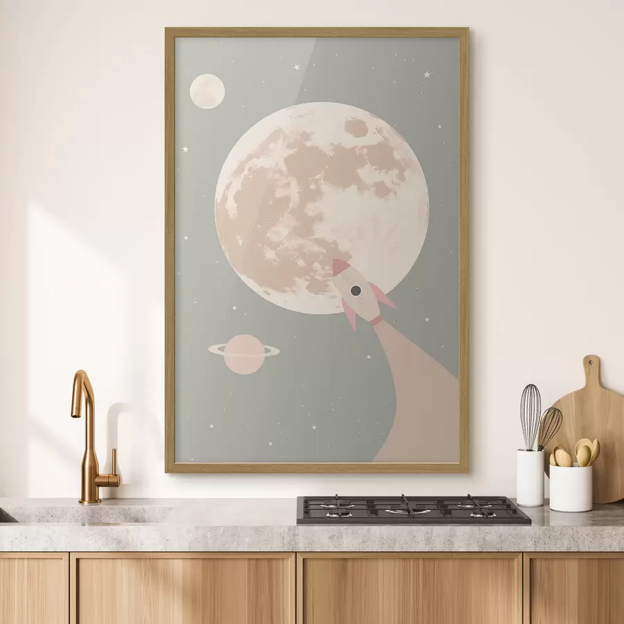carta da parati Luna e razzo spaziale nr. f47067