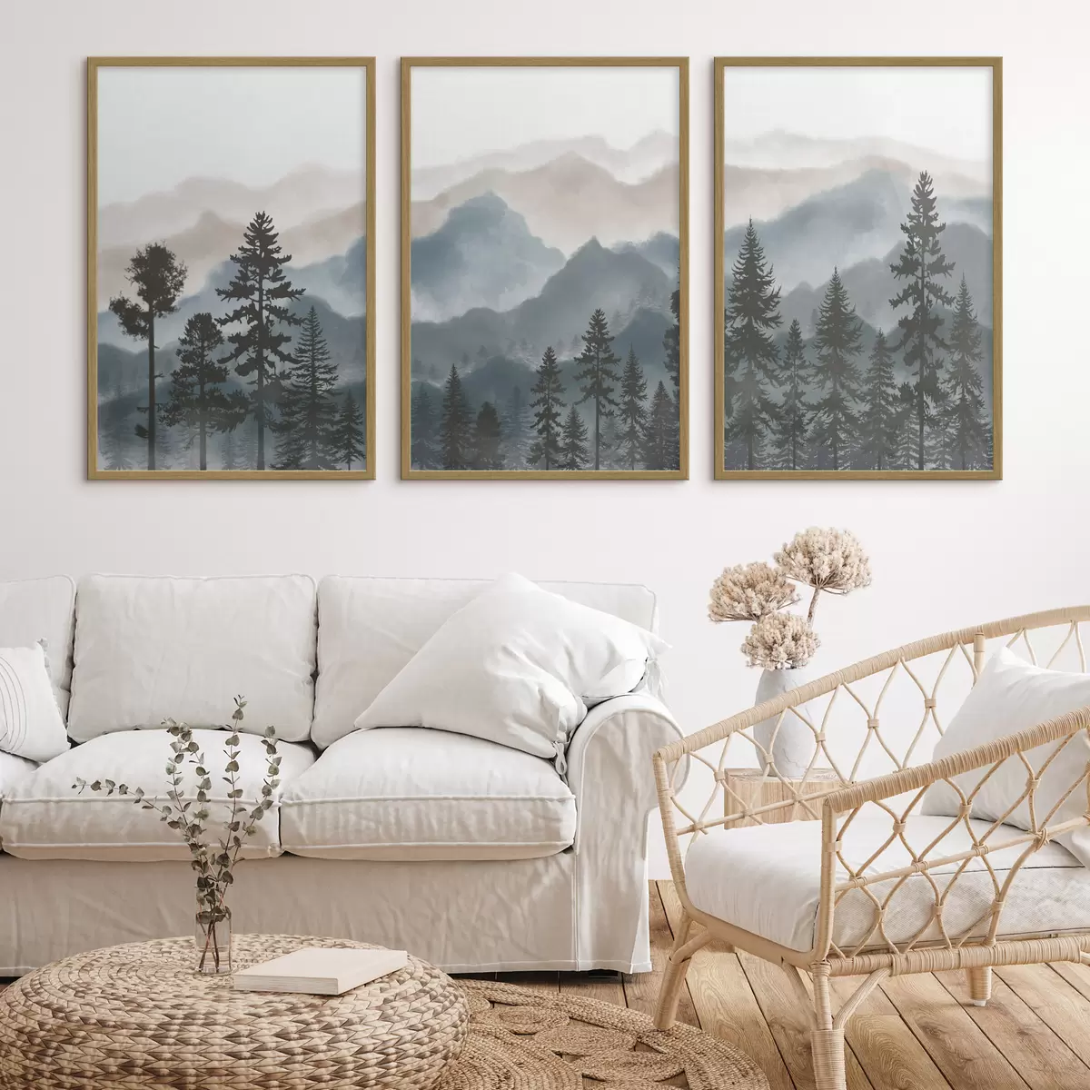 Poster Montagne serene e alberi in ombra d00244