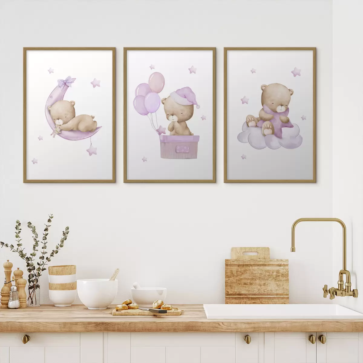 Poster Orsacchiotti in scene pastello da sogno d00296v2