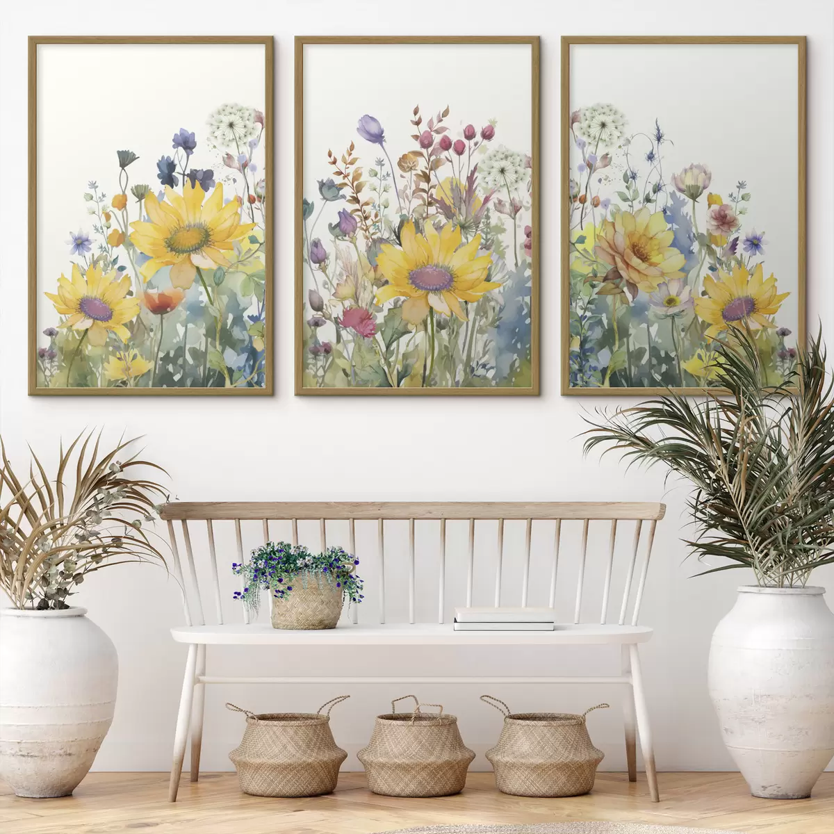 Poster Colorati fiori selvatici estivi dipinti ad acquerello d00333