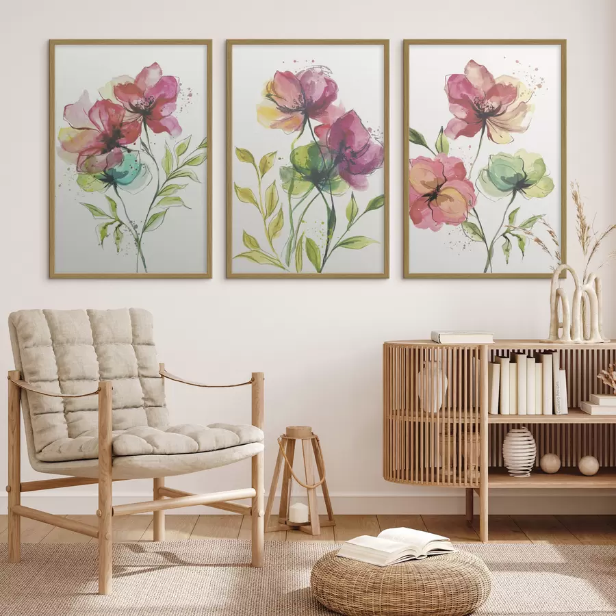 carta da parati Delicati fiori acquerellati con spruzzi di colore nr. d00340