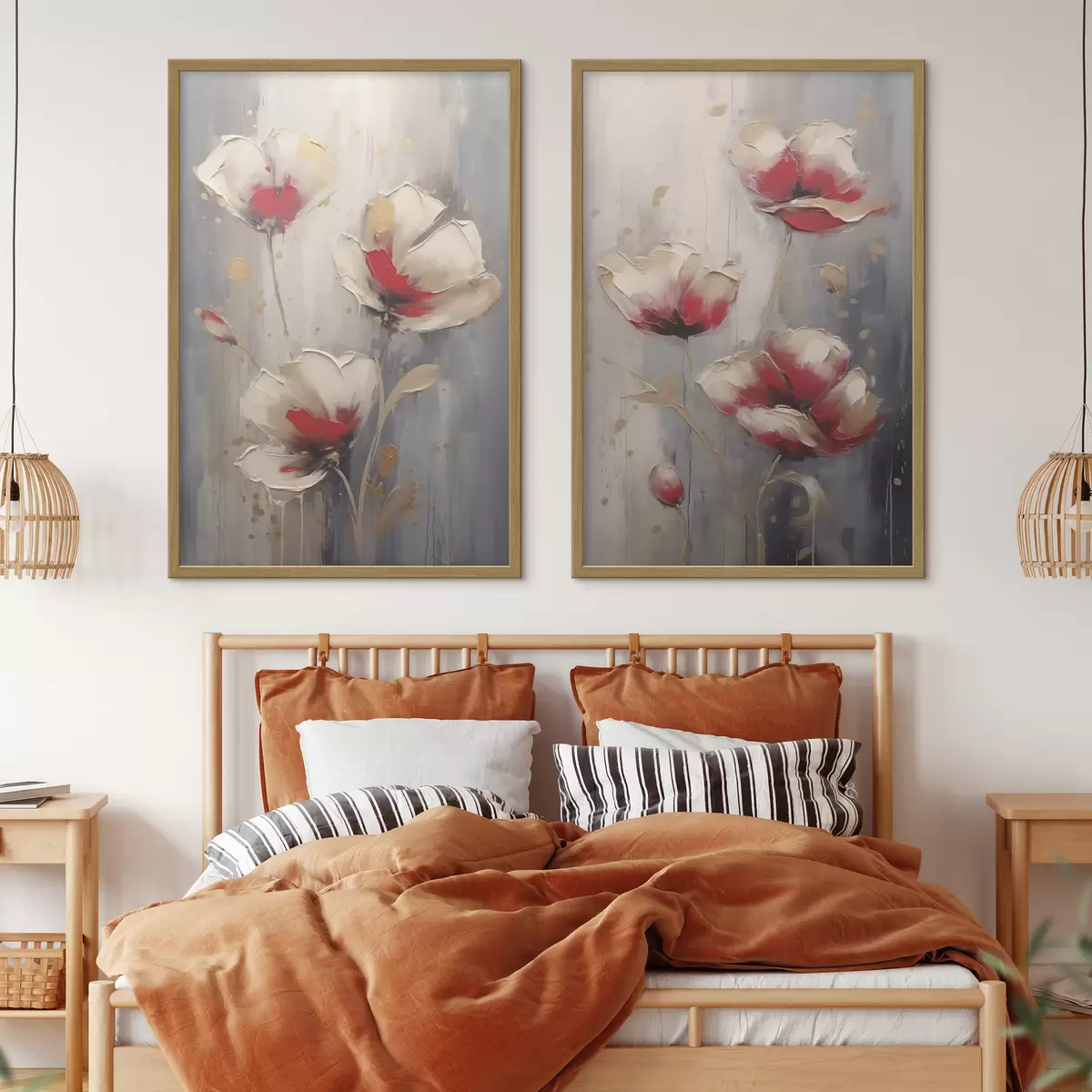 Poster Fiori bianchi e rossi d00399