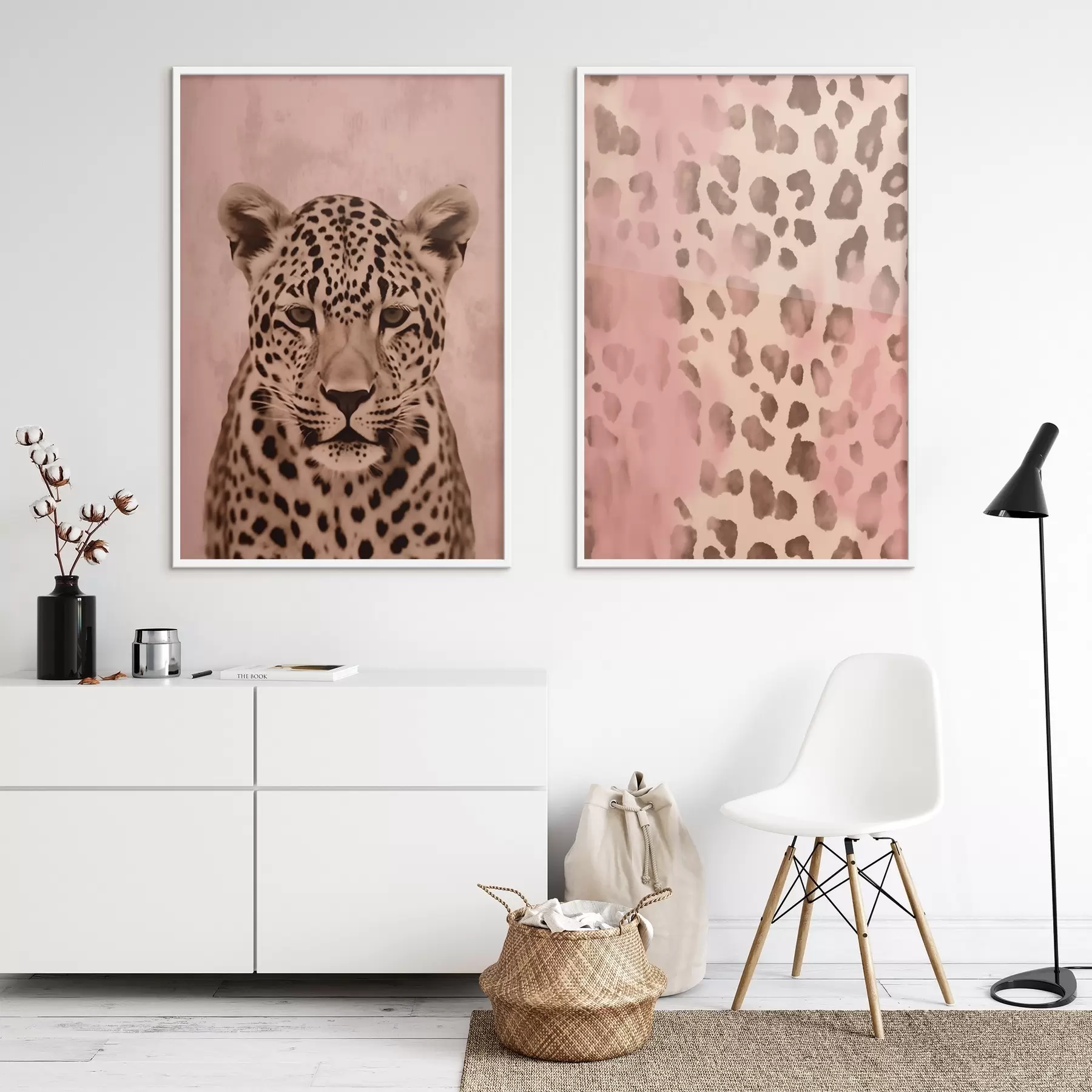 carta da parati Ritratto di un ghepardo, motivo astratto con stampa leopardata su sfondo rosa nr. d00402
