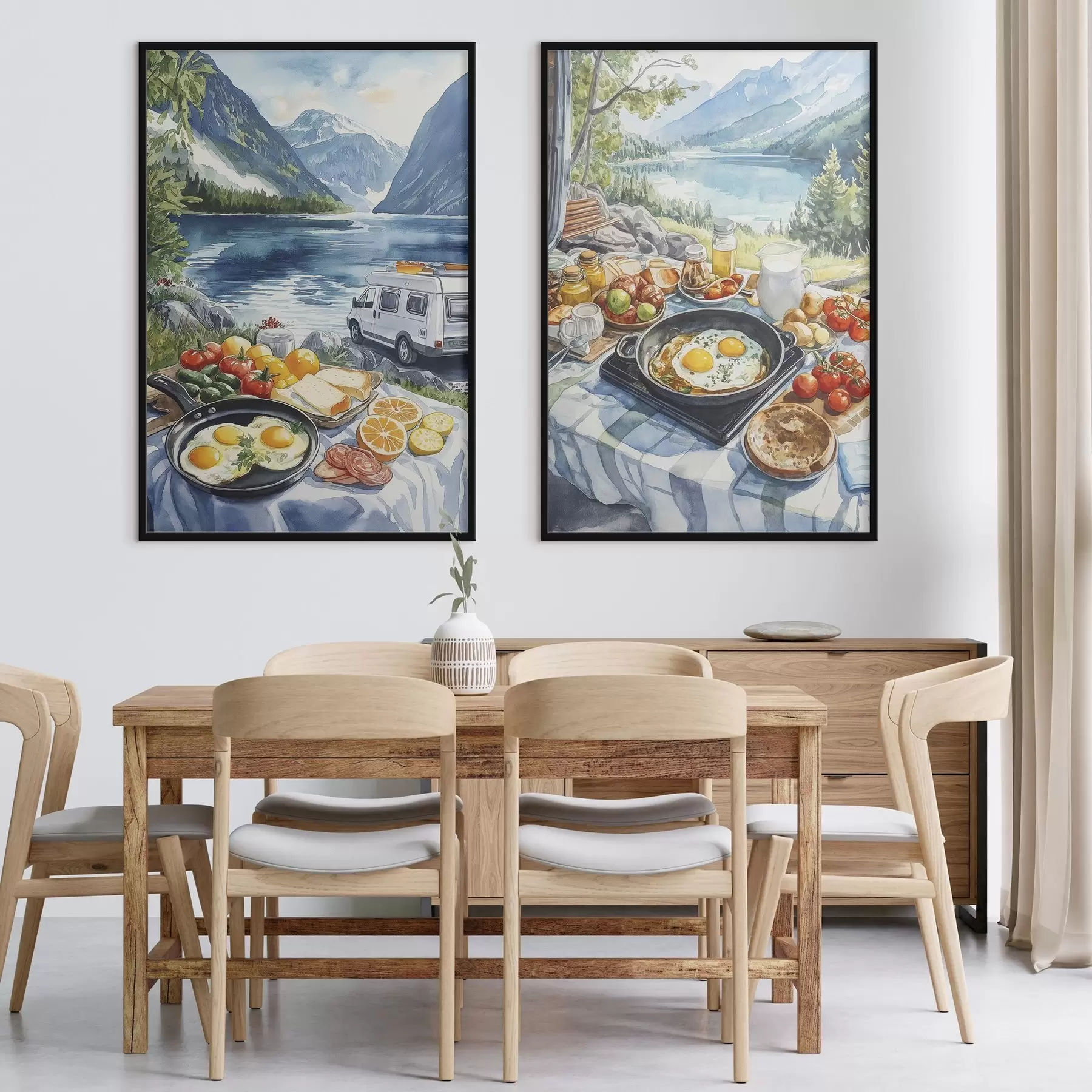 carta da parati Colazione nella natura, viaggio, vita all'aria aperta, stile acquerello, Norvegia nr. d00404