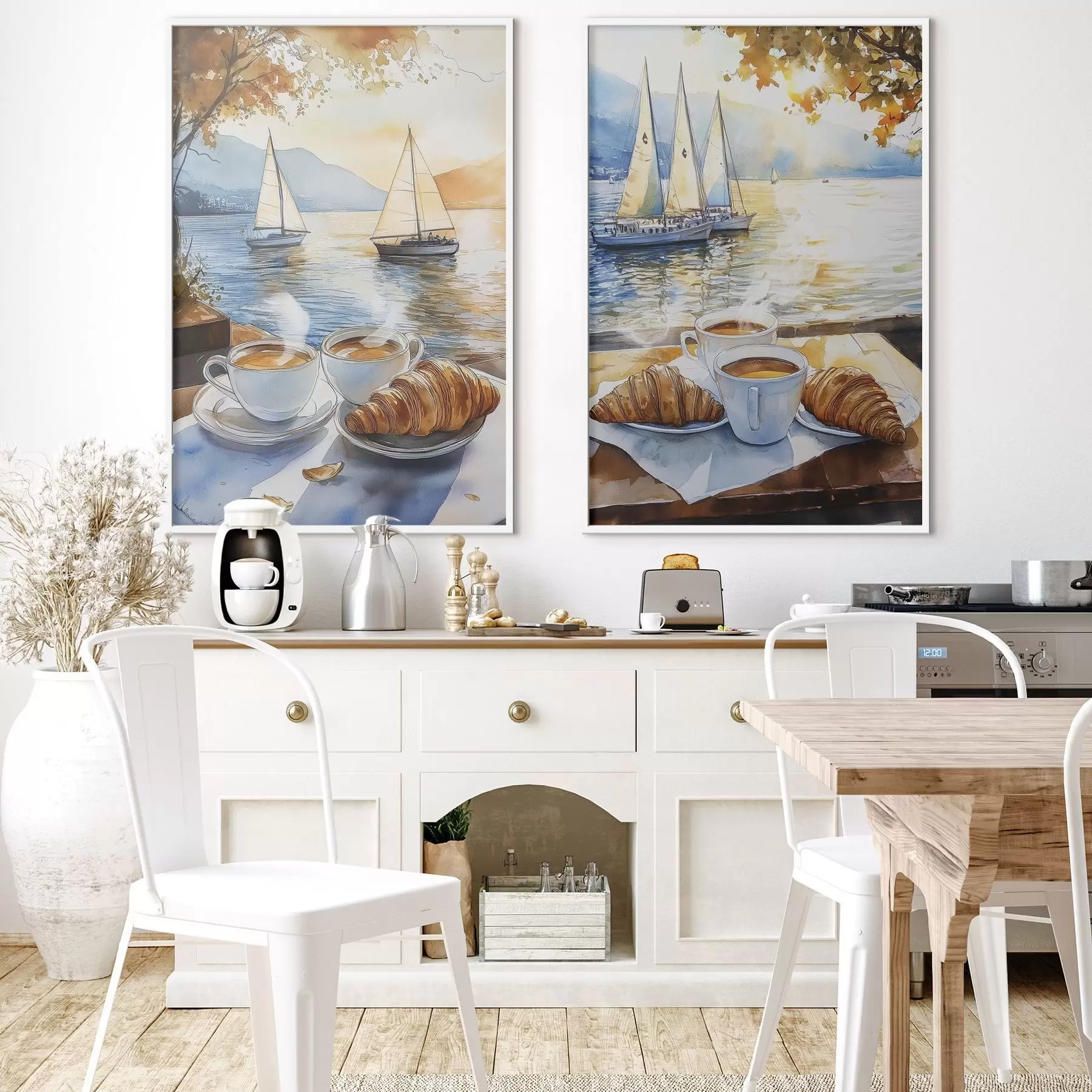 carta da parati Tramonto sul lago con caffè, barche a vela, natura, viaggio nr. d00407