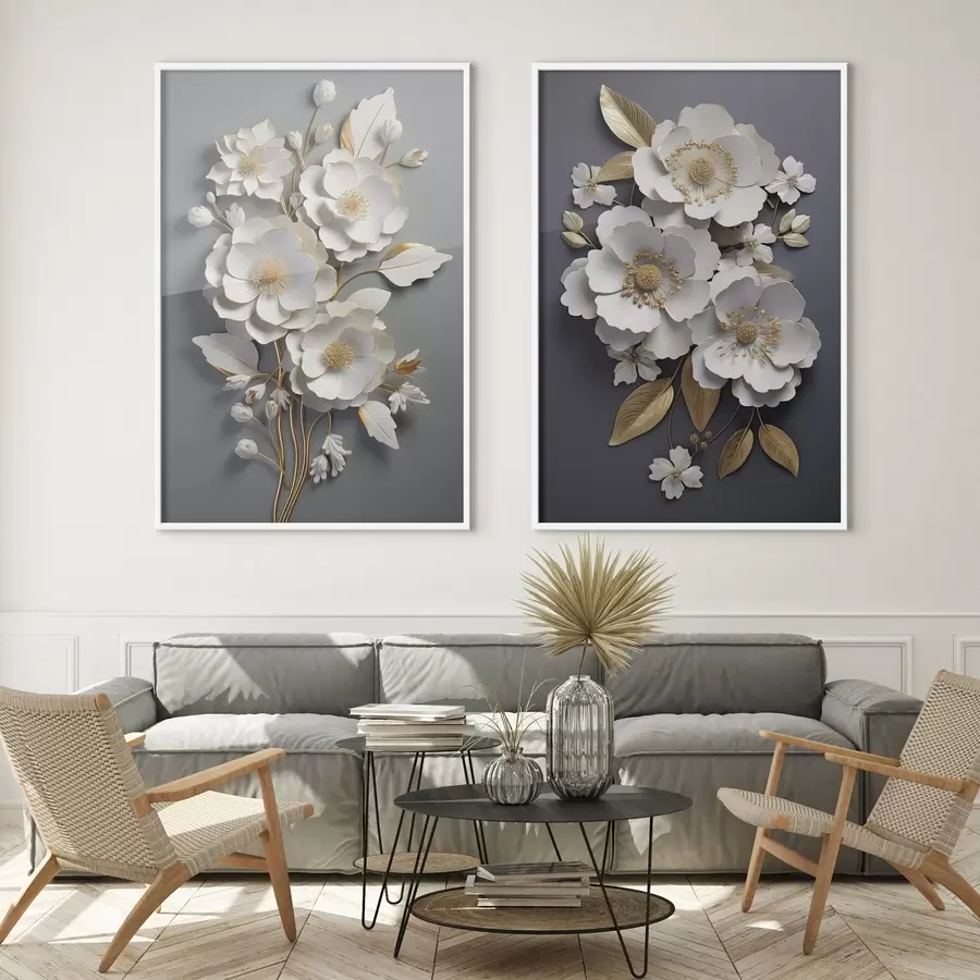 carta da parati Composizione di rami di fiori su sfondo scuro nr. d00423