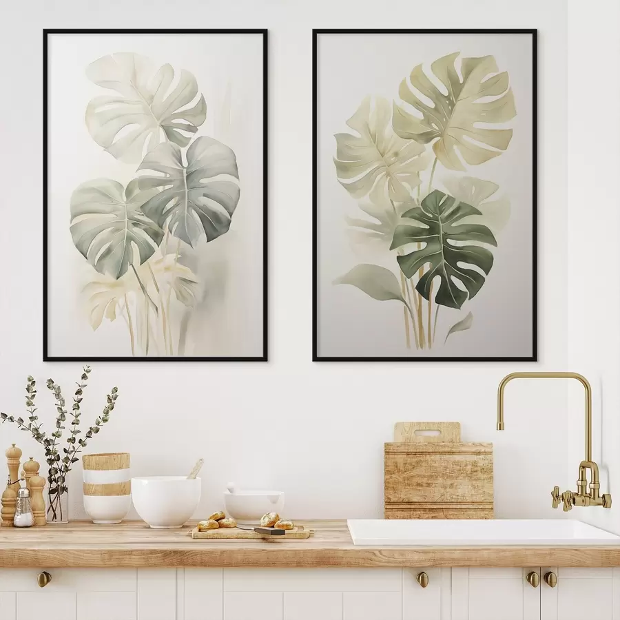 carta da parati Foglie di Monstera, foglie tropicali nr. d00429