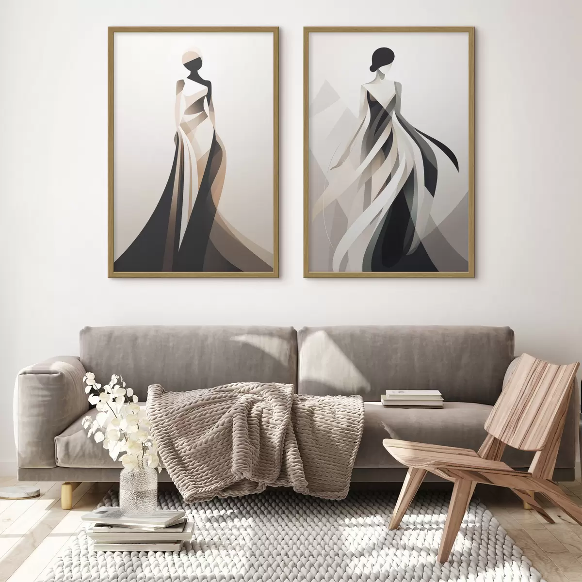 Poster Composizione di silhouette in tonalità chiare e scure d00465