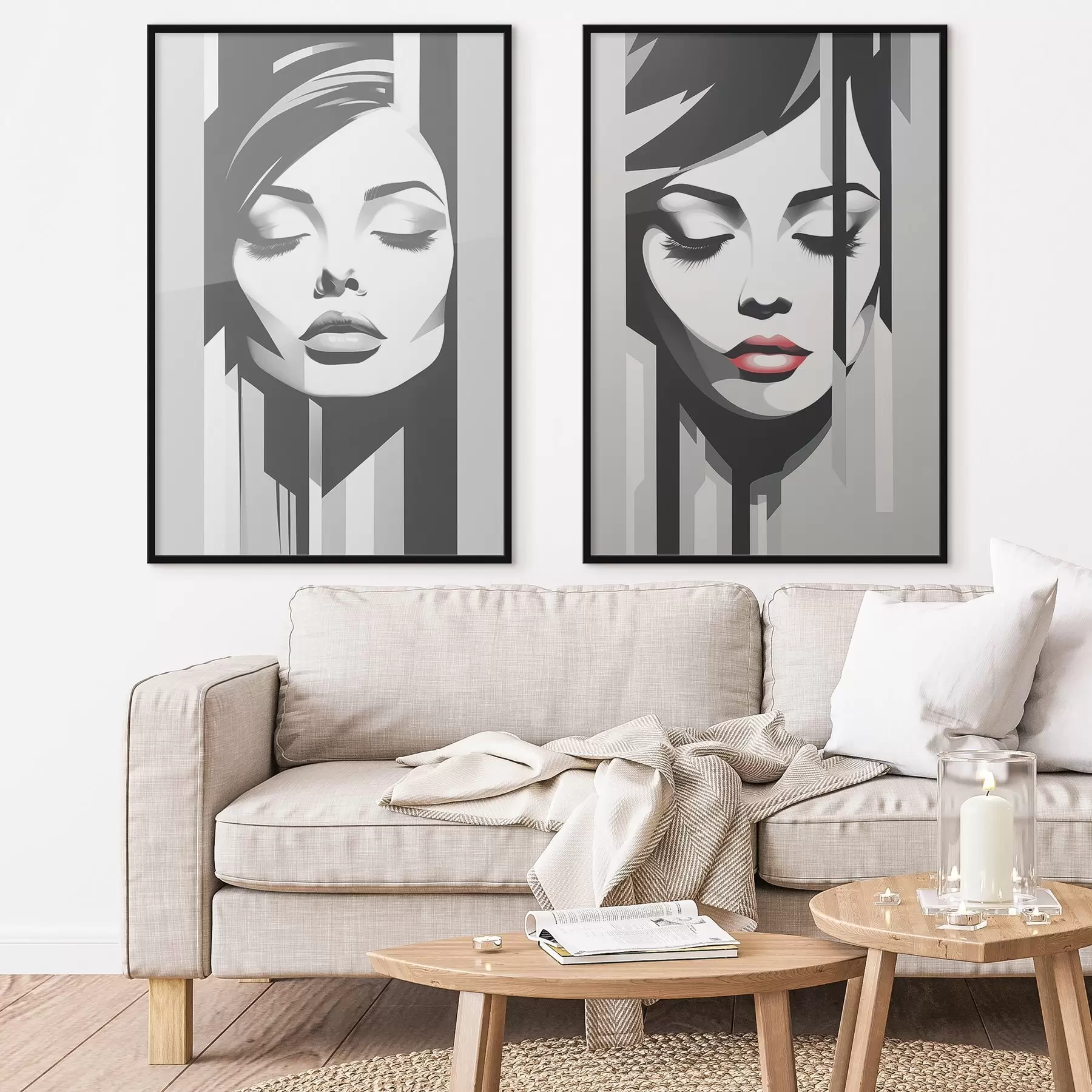 carta da parati Geometria dei volti femminili nr. d00496