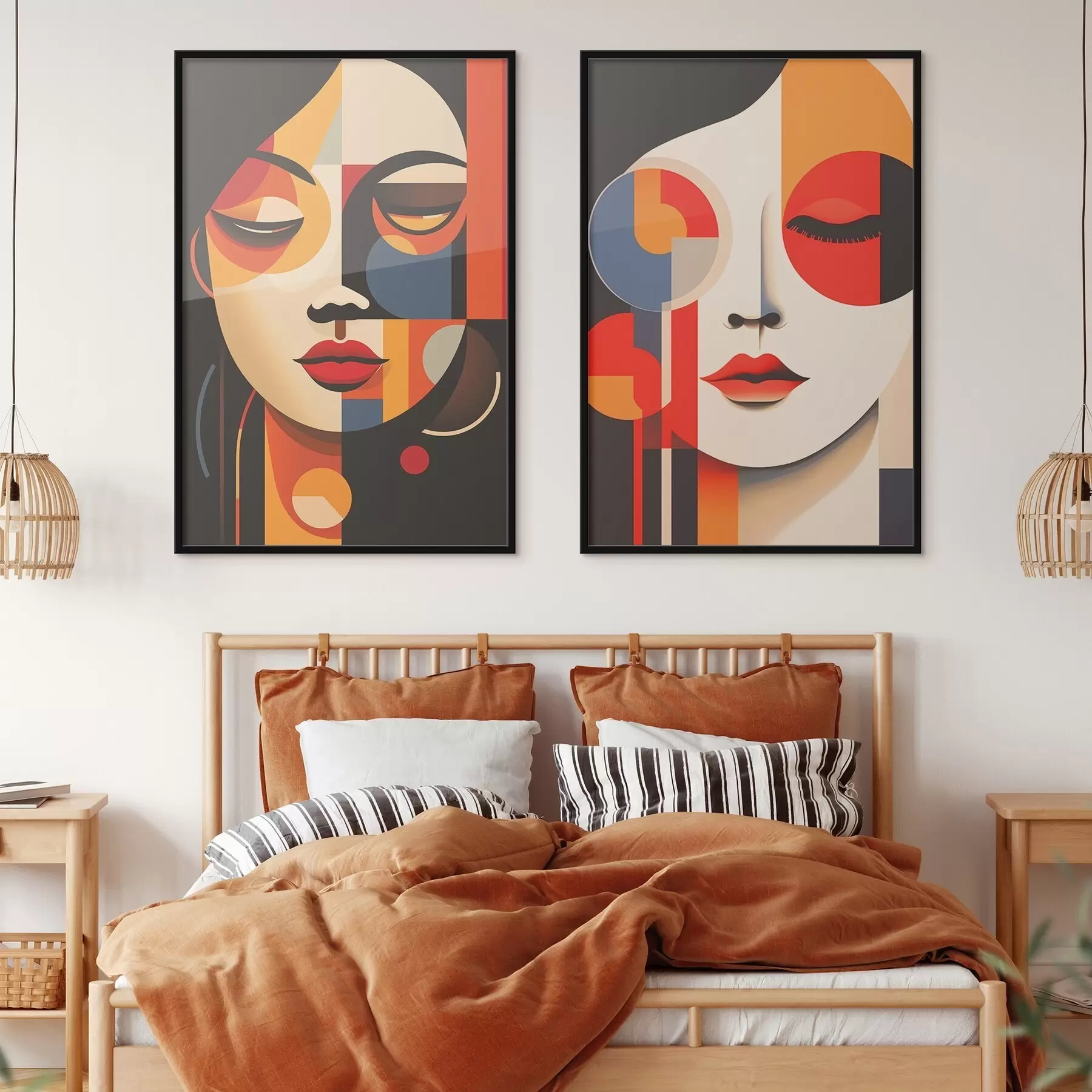 carta da parati Ritratti femminili geometrici nr. d00501