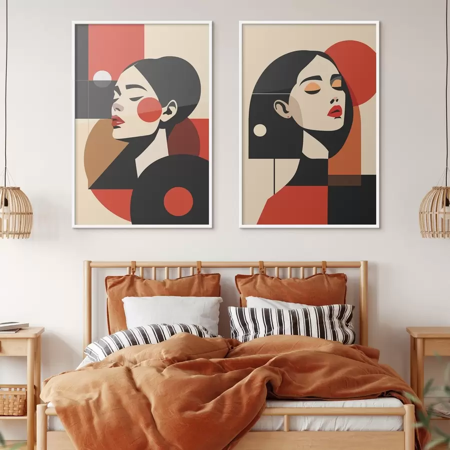 carta da parati Ritratti di donne nello stile Bauhaus nr. d00516