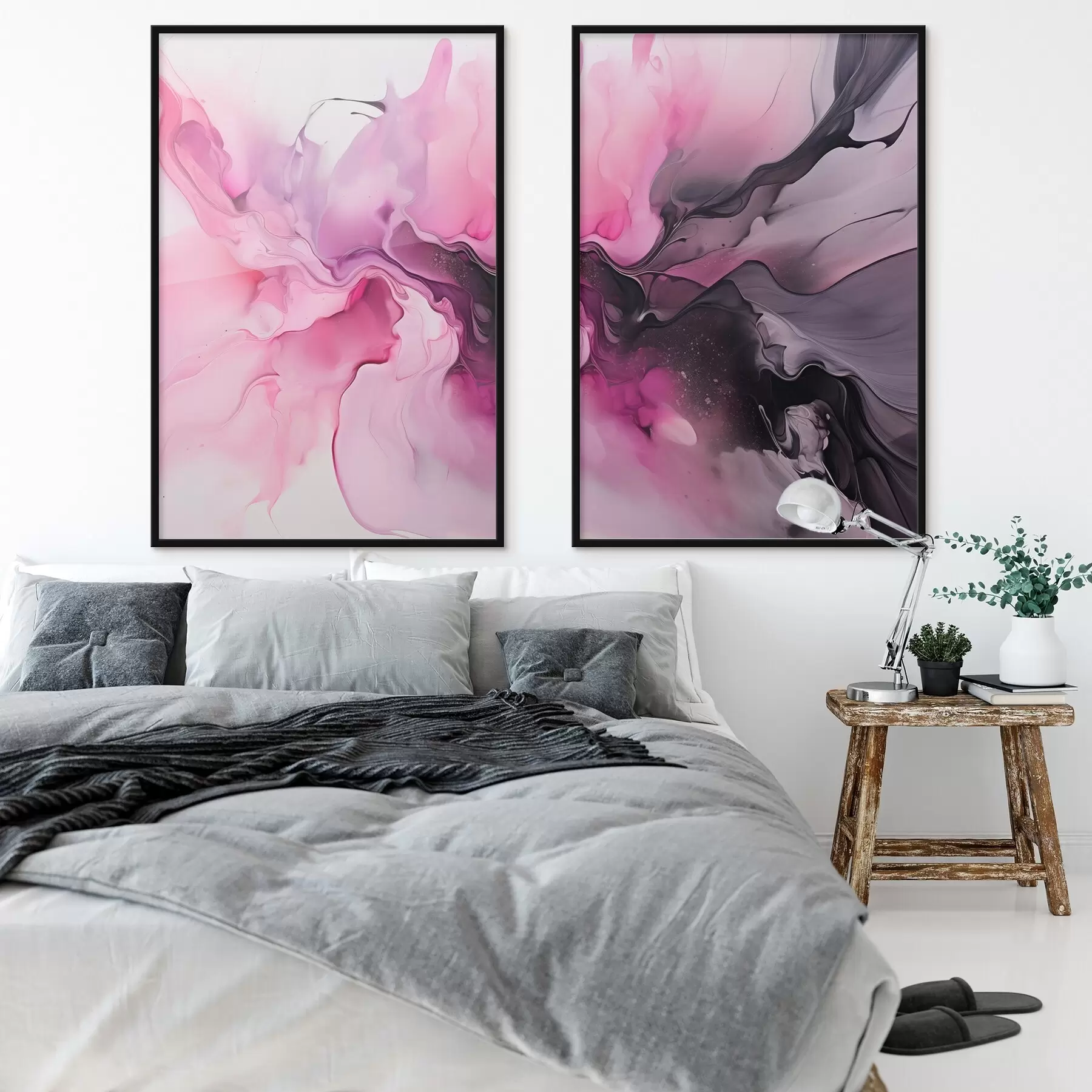 carta da parati Vortici astratti di rosa, viola e nero si fondono in una composizione fluida e organica, creando un senso di movimento nr. d00532