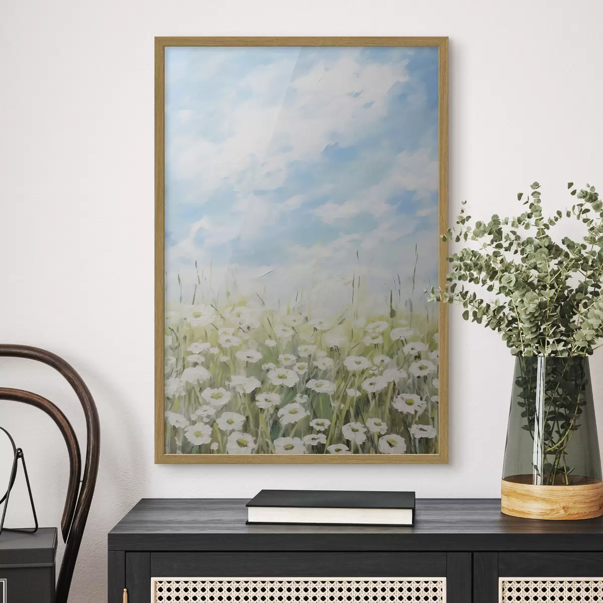 Poster Campo di margherite, dipinto imitazione f47246