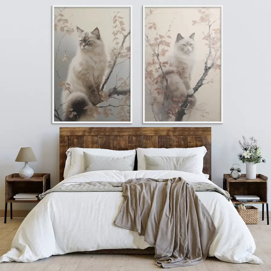 carta da parati Un gatto su un ramo di un albero nr. d00871