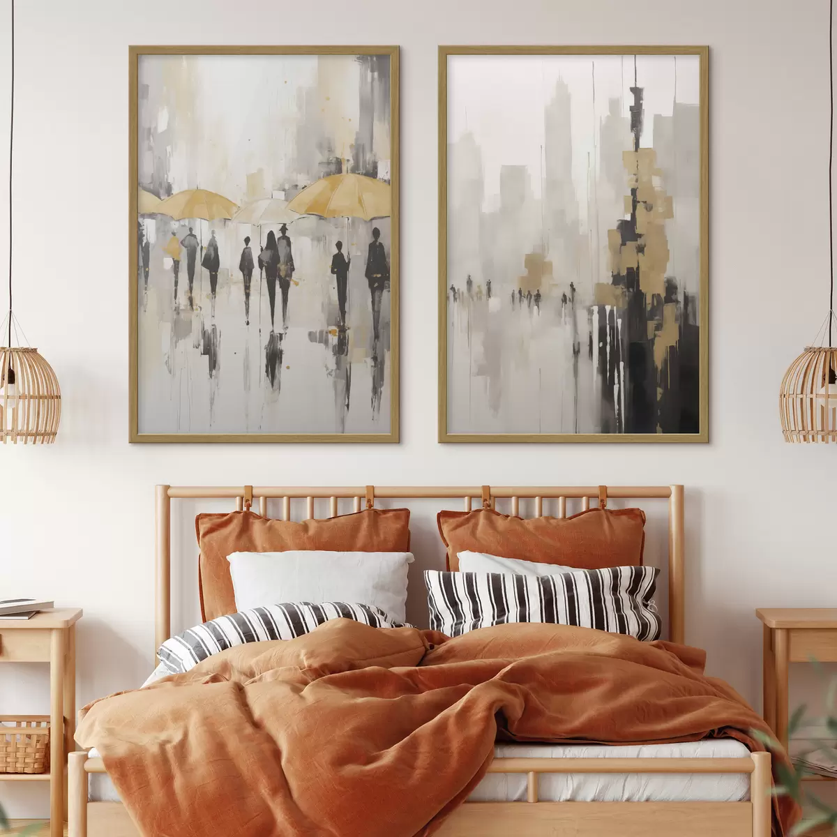 Poster Duetto urbano in ocra d00873