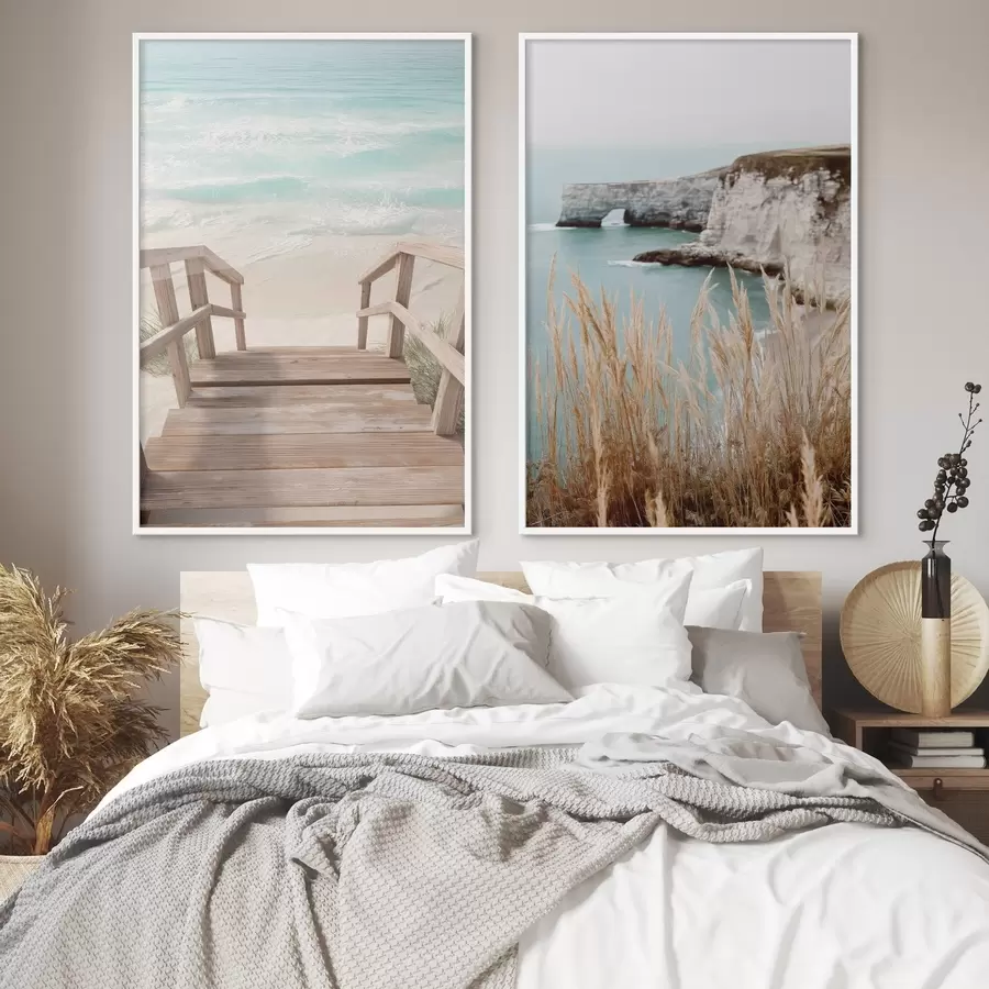 carta da parati Scogliere costiere ed erba secca sul mare turchese nr. d00875