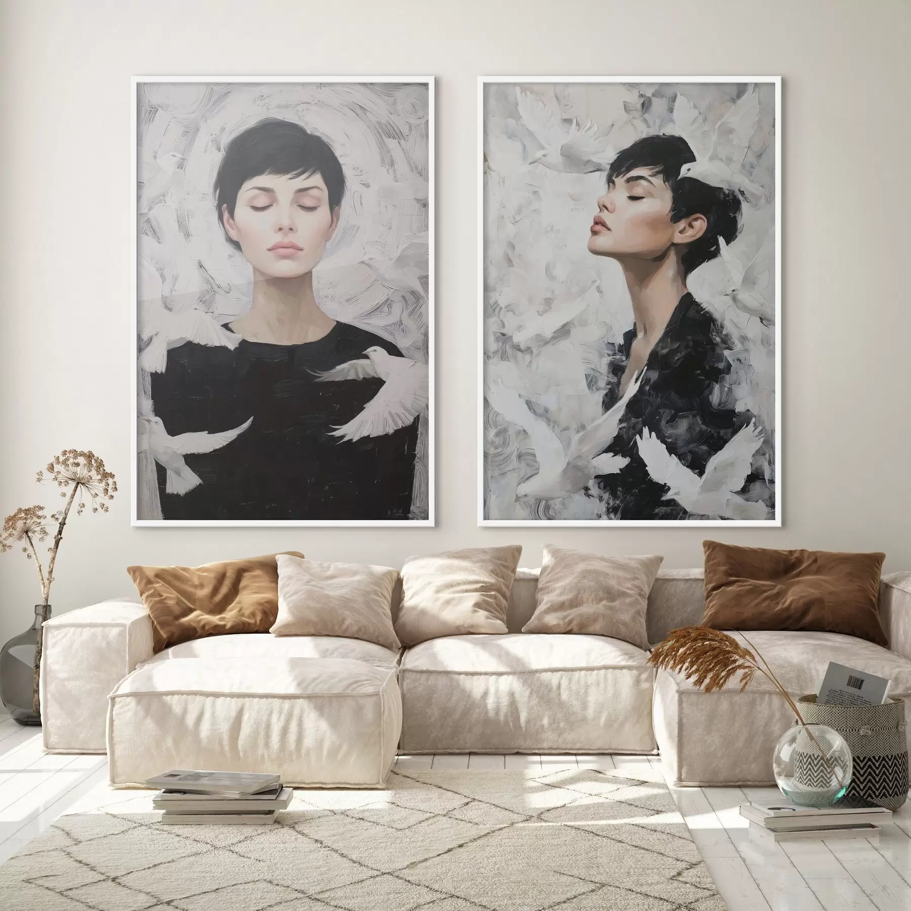 carta da parati Donna con colombe nr. d00923