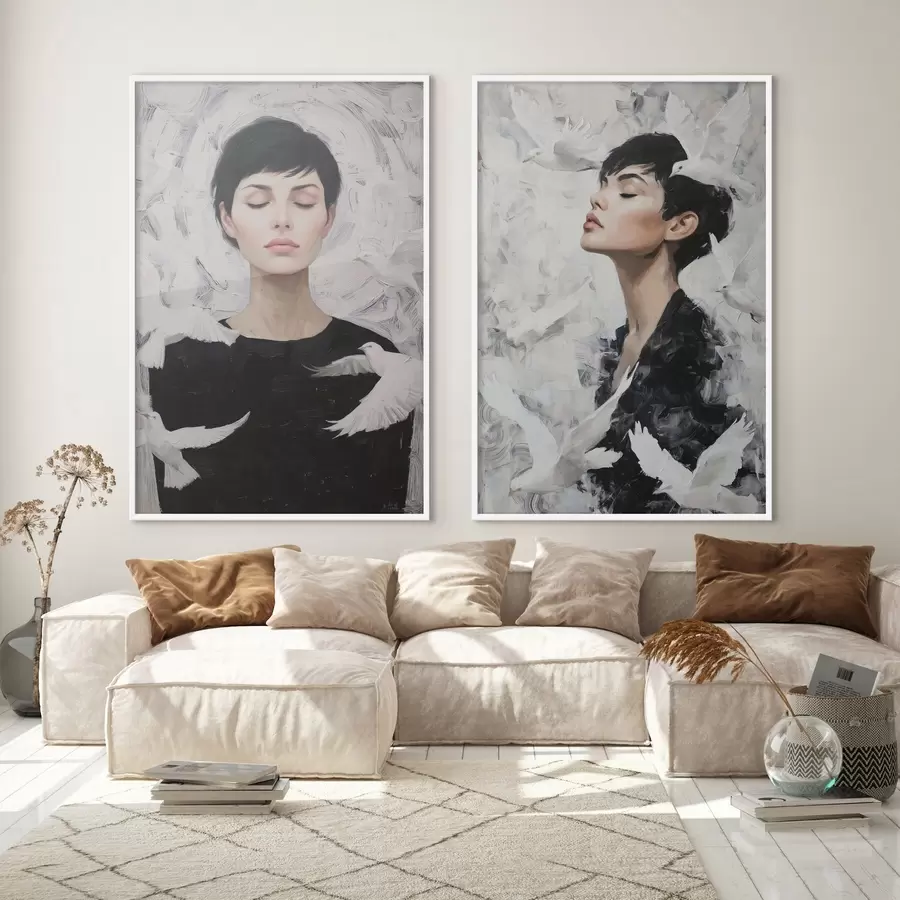 carta da parati Donna con colombe nr. d00923