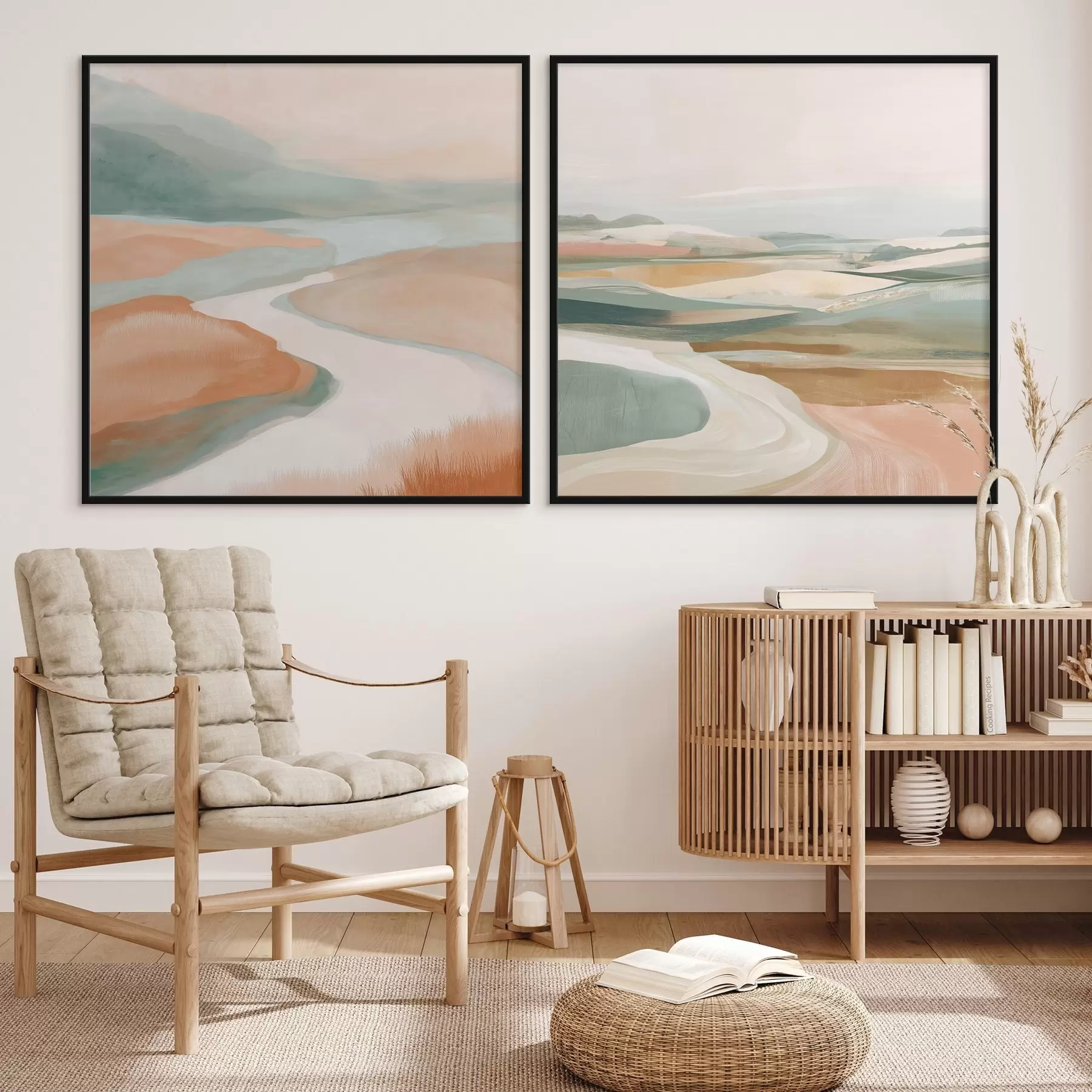 carta da parati Colline astratte e fiume in tonalità pastello nr. d00896
