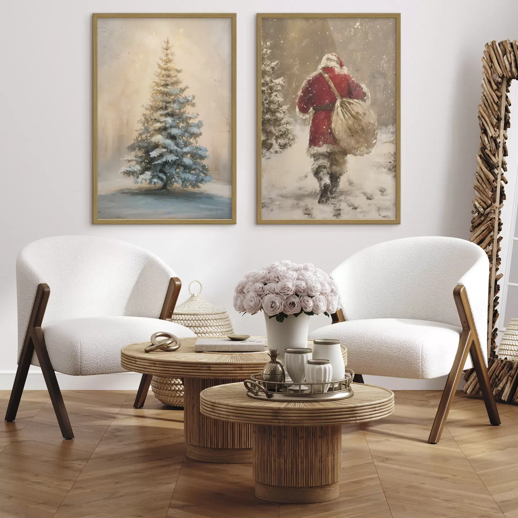 carta da parati Babbo Natale e l'albero di Natale nr. d00956