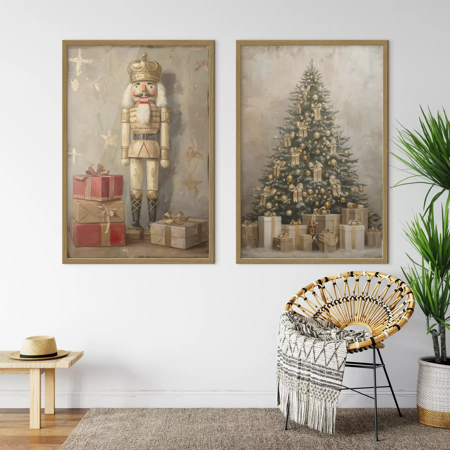 carta da parati Lo schiaccianoci e l'albero di Natale con i regali nr. d00957