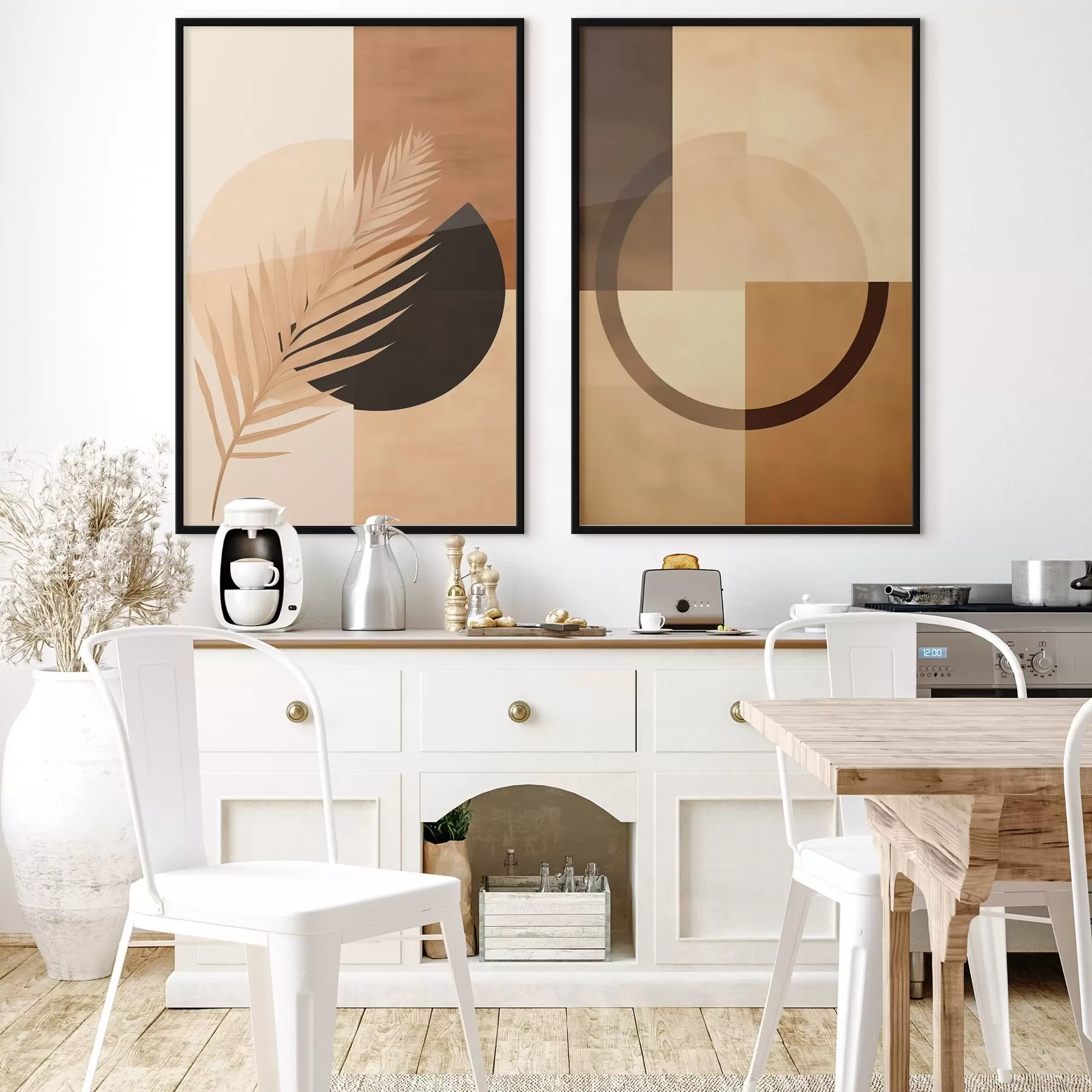 carta da parati Geometria in terracotta e beige con motivo a foglia di palma nr. d00968