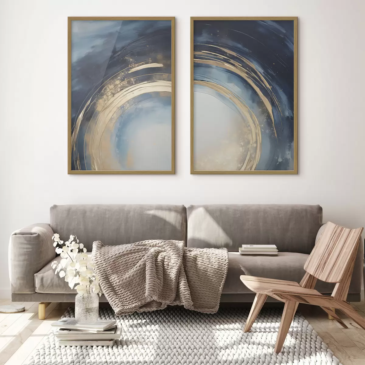 Poster Spazzata circolare blu notte con archi metallici d00969