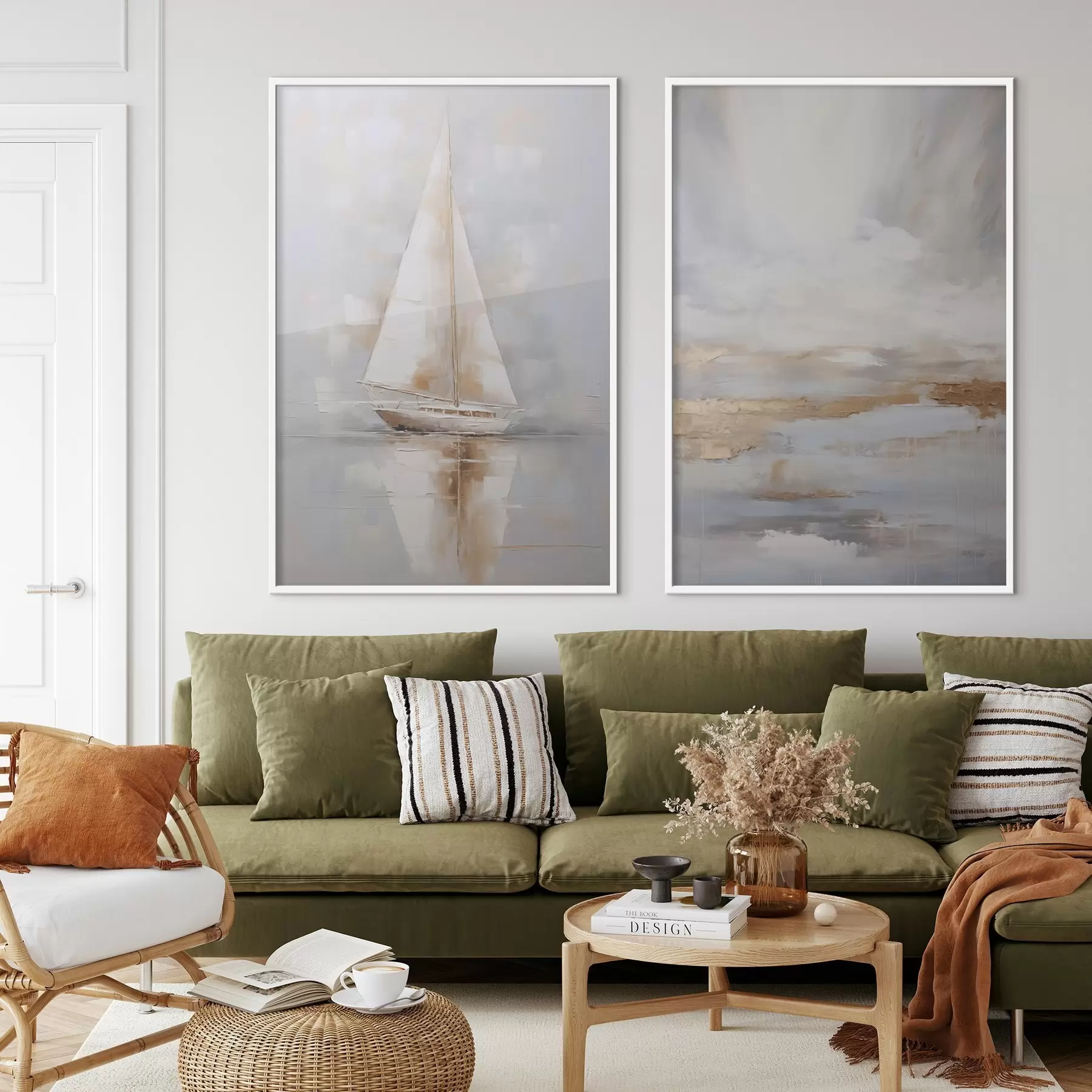 carta da parati Barca a vela e composizione astratta imitazione di un dipinto nr. d00999