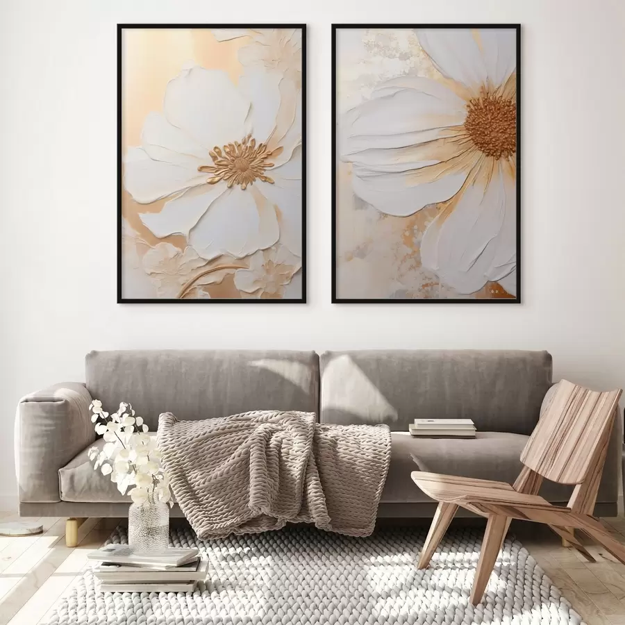 carta da parati Un fiore bianco con petali delicati, sfondo astratto strutturato, elegante, arte decorativa nr. d01006