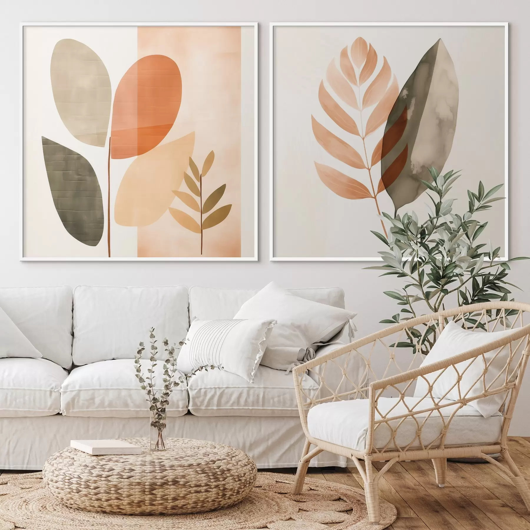 carta da parati Dittico con motivi botanici in una palette di colori pastello nr. d00983