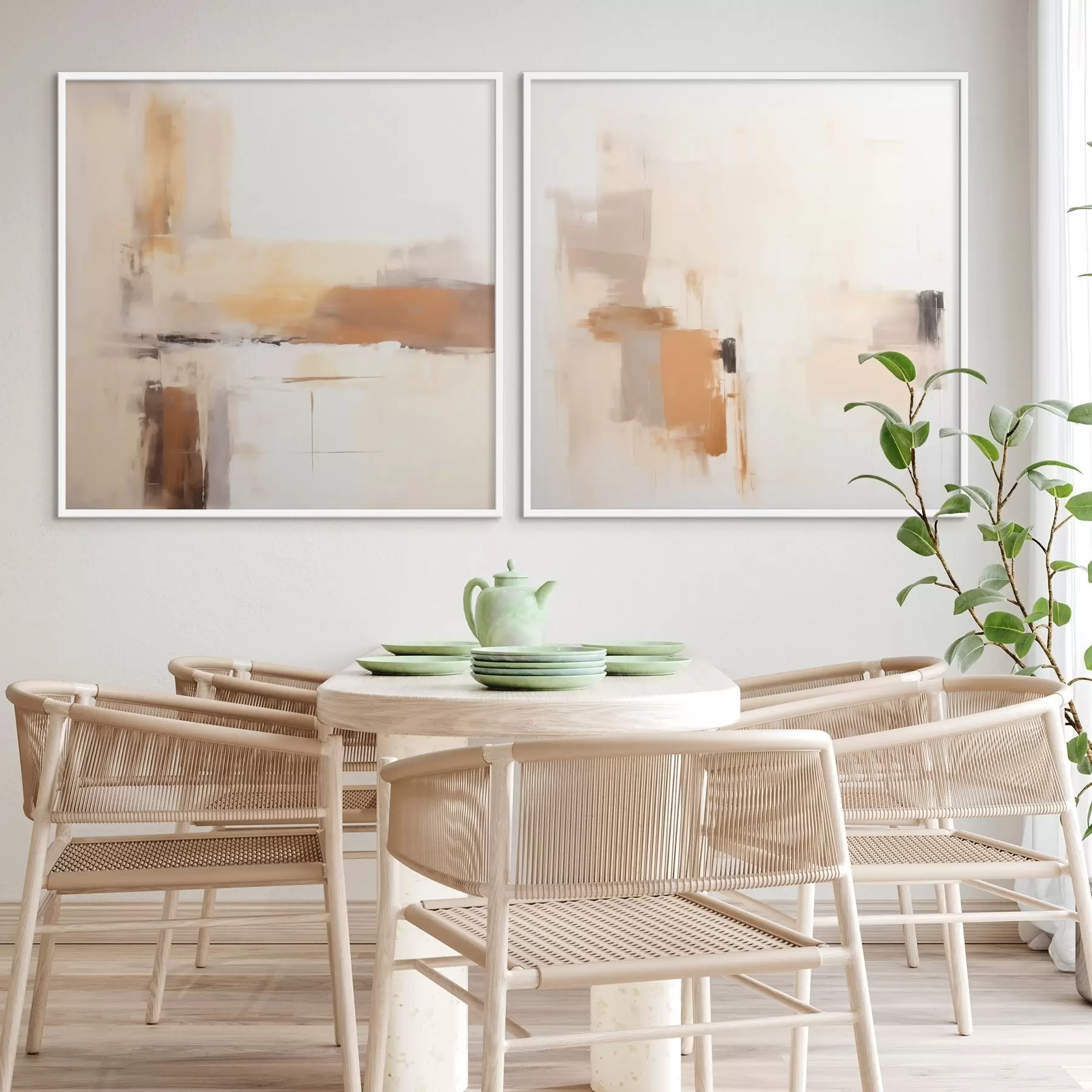 carta da parati Astrazione stilizzata con tonalità calde in formato dittico nr. d00988