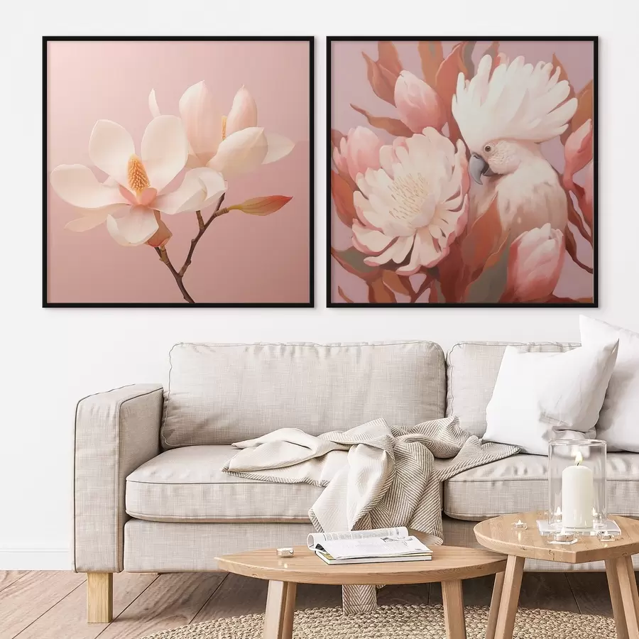 carta da parati Composizione floreale con un uccellino in stile illustrazione artistica nr. d00994