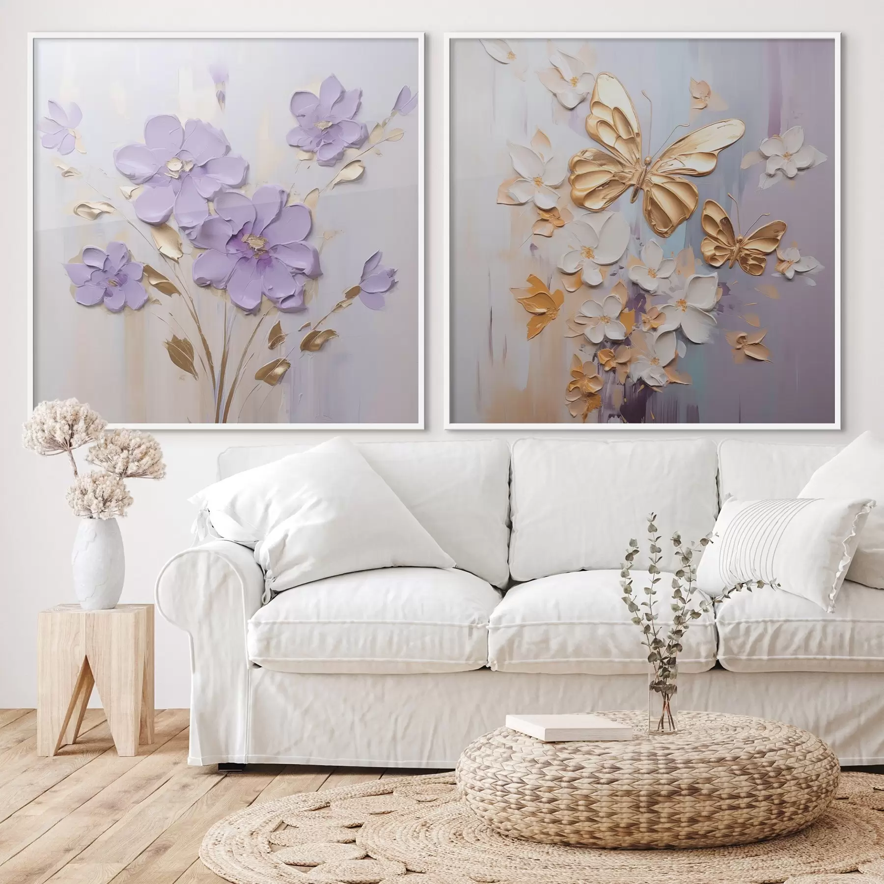 carta da parati Dipinto imitazione farfalle e fiori nr. d01046