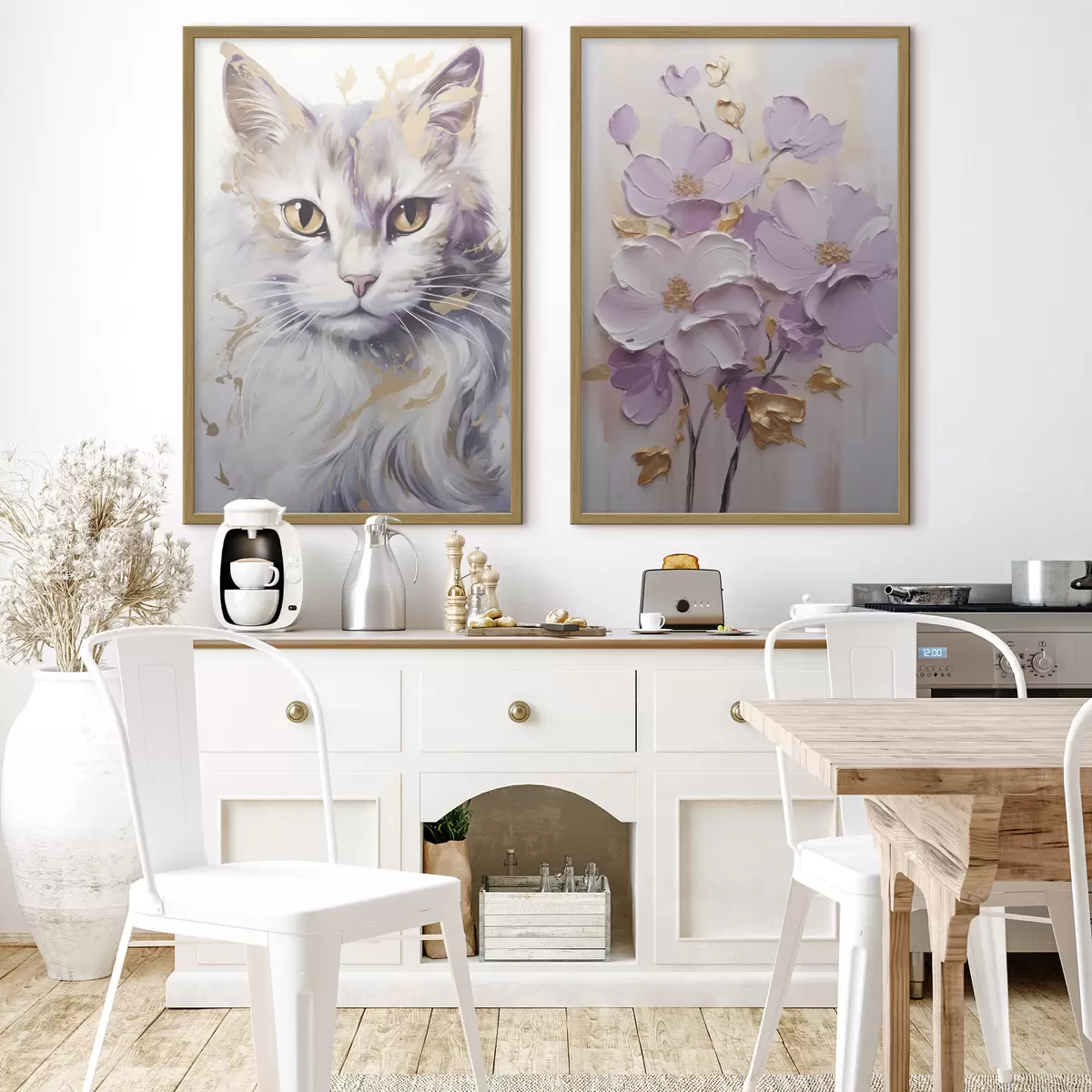 Poster Fiori astratti e un gatto d01056