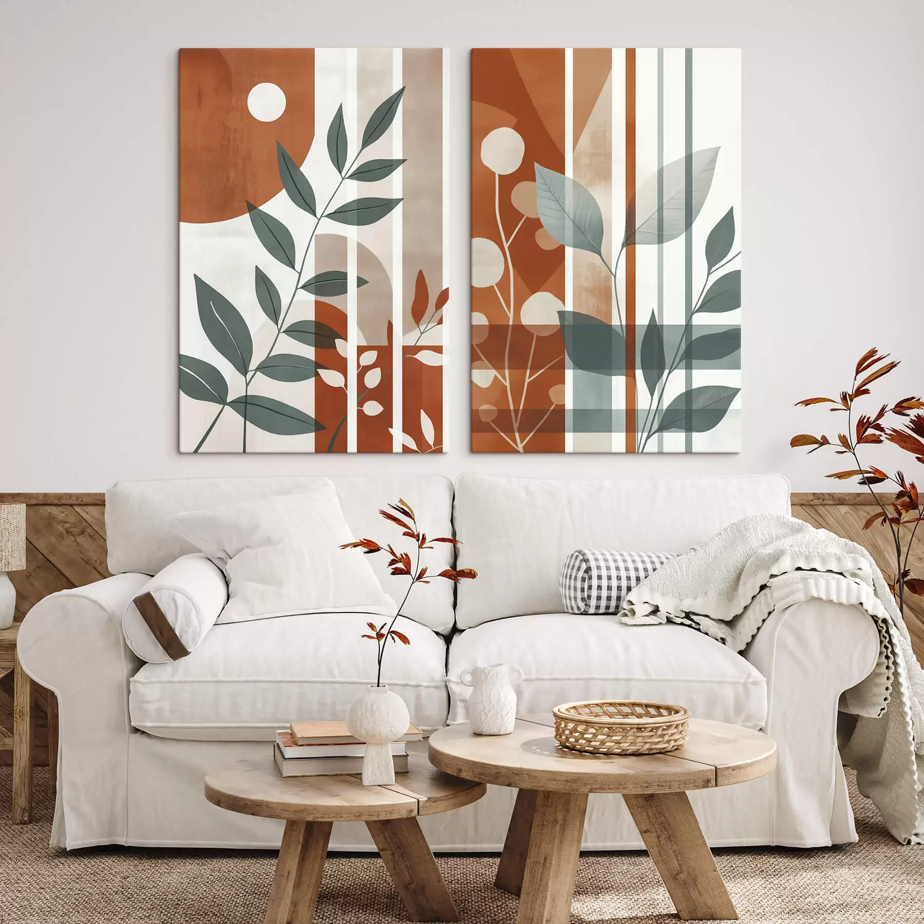 carta da parati Astrazione con rami di foglie nr. m01074