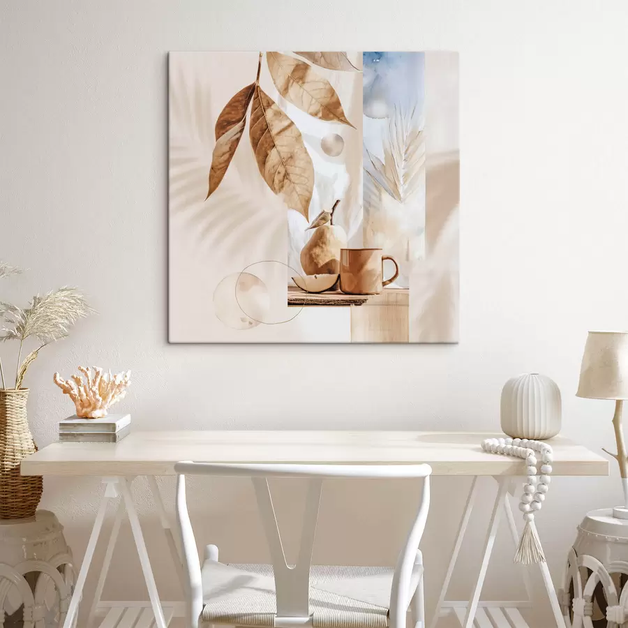 carta da parati Astratto con foglie, pera e tazza nr. s47047