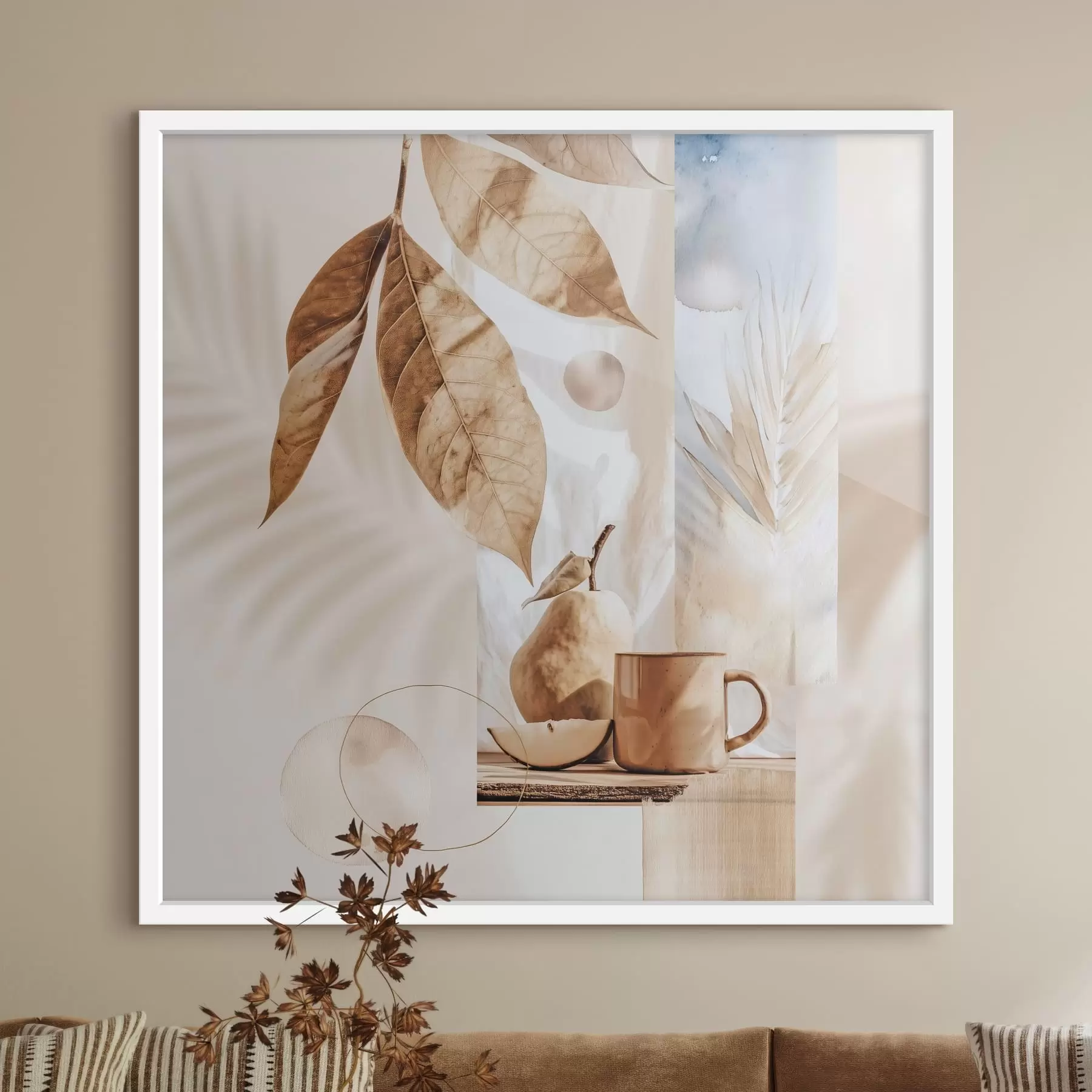 carta da parati Astratto con foglie, pera e tazza nr. f47047