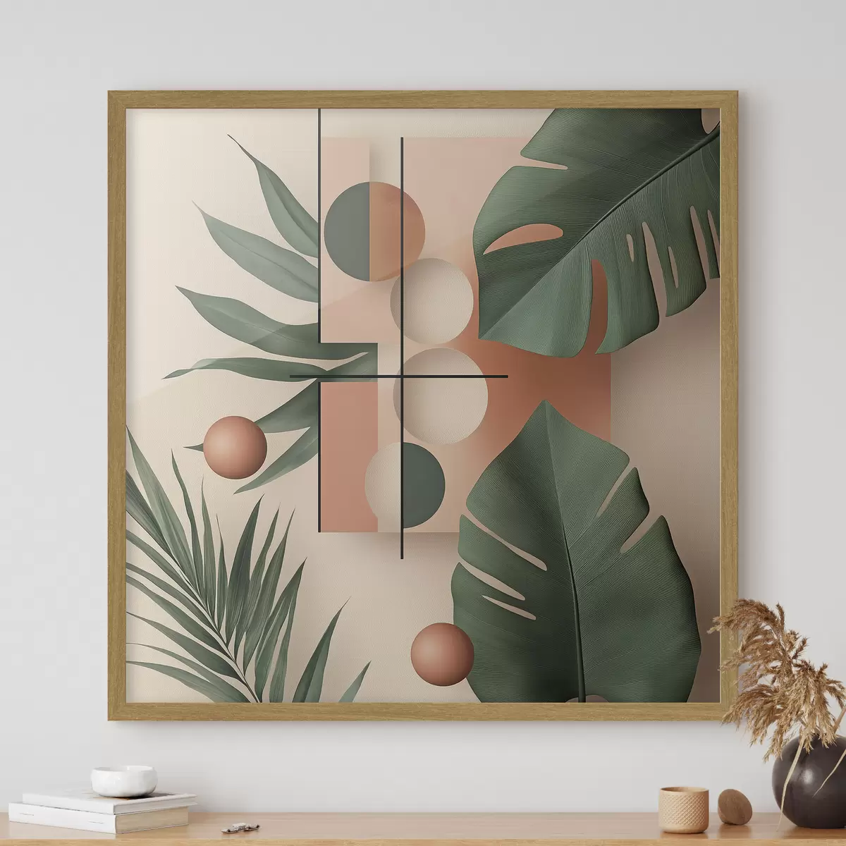 Poster Astrazione con grandi foglie tropicali f47099
