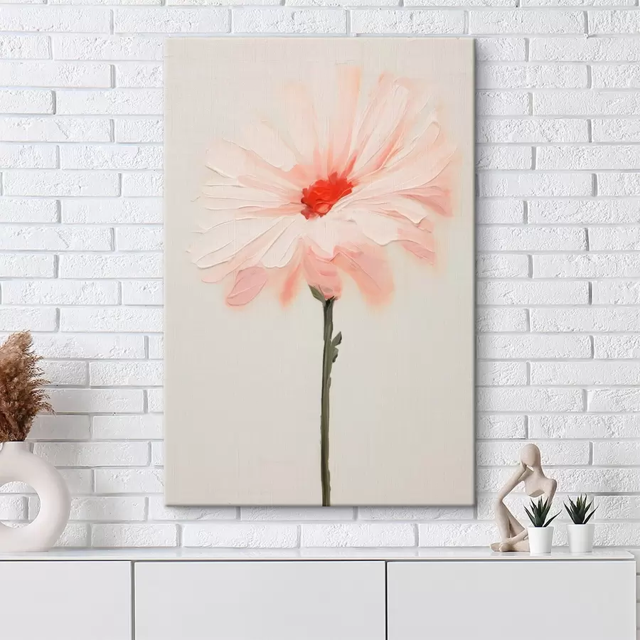 carta da parati Fiore bianco e rosa con pennellate espressive in stile pittura a olio nr. s46933