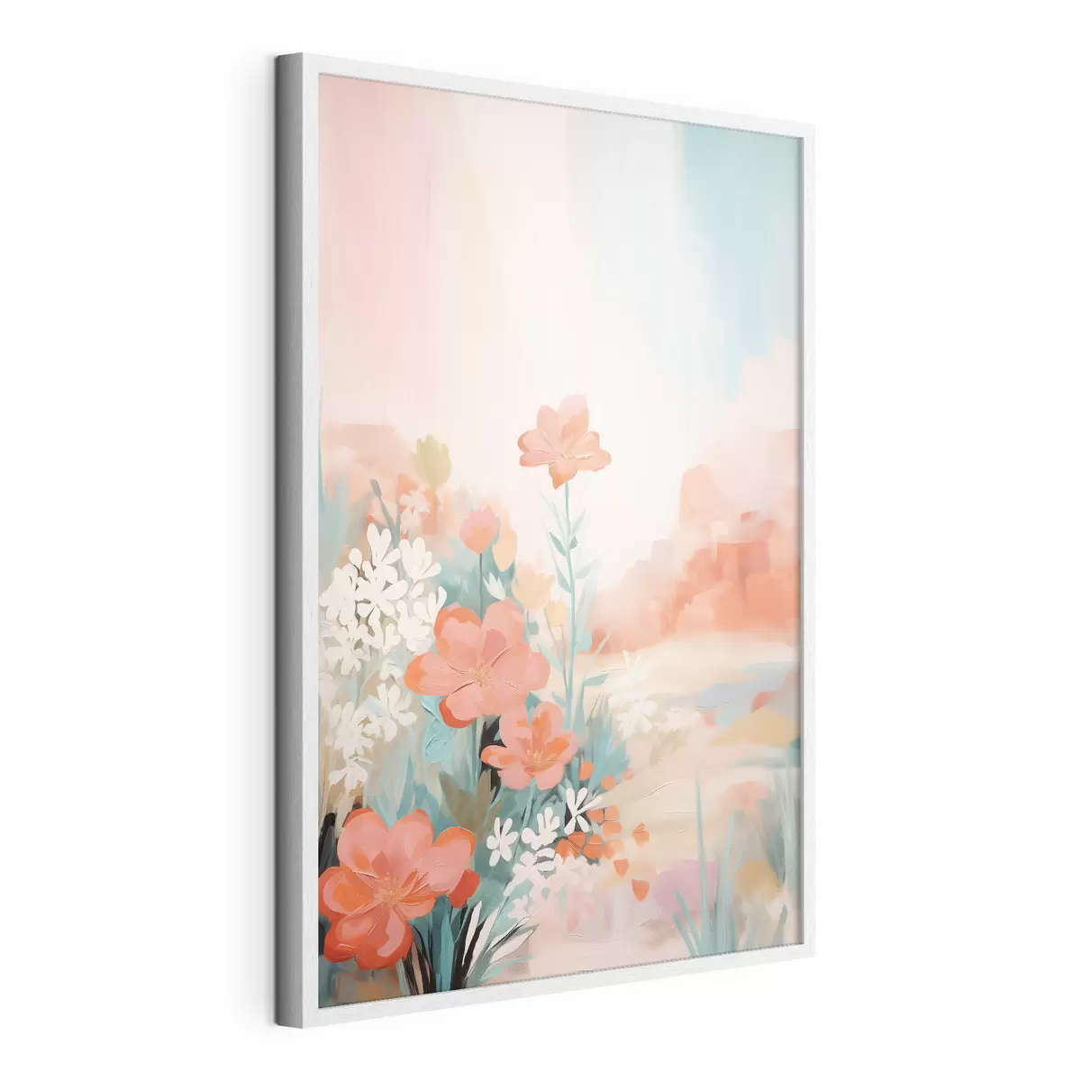 Poster Paesaggio floreale astratto in una palette di colori rosa e blu f46932
