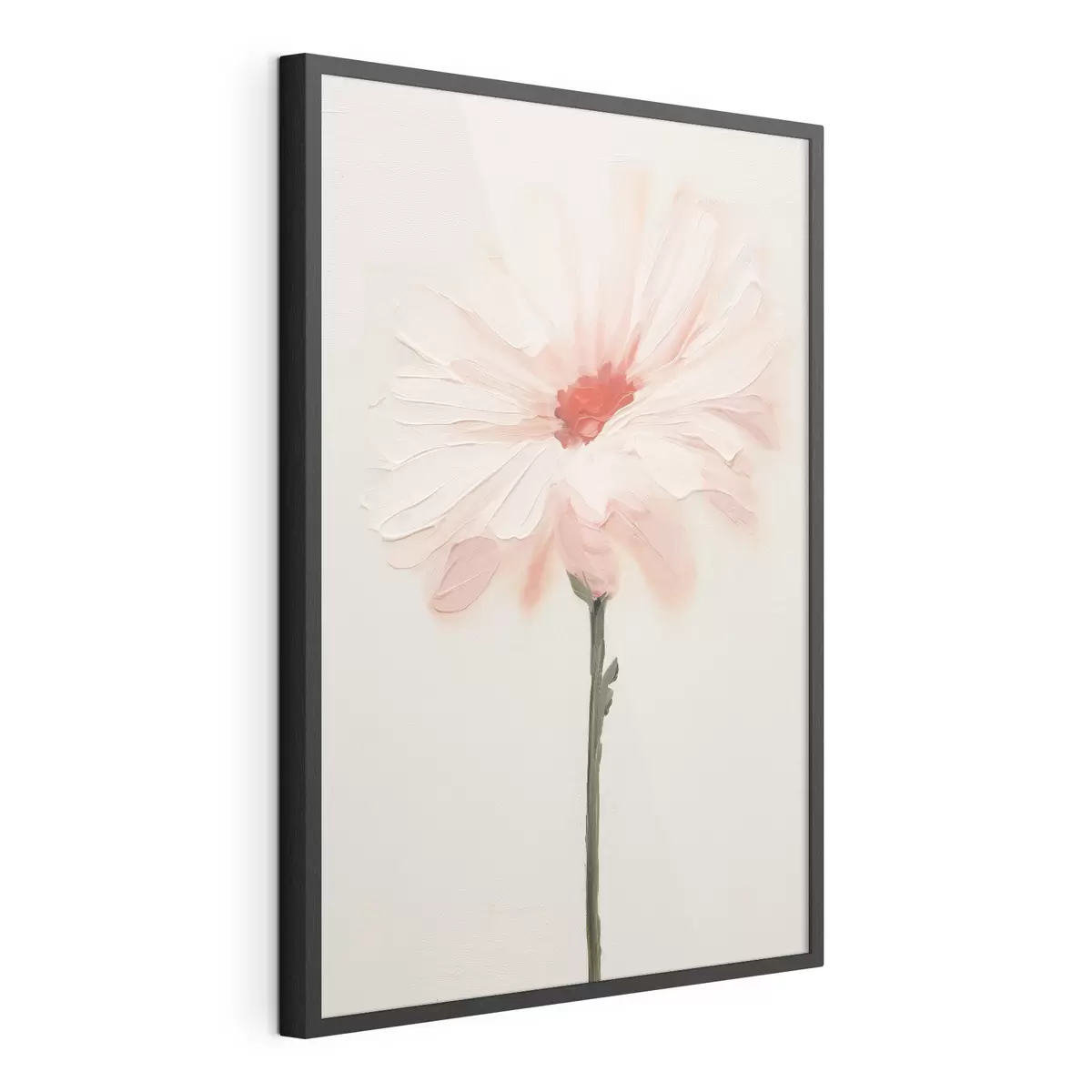Poster Fiore bianco e rosa con pennellate espressive in stile pittura a olio f46933