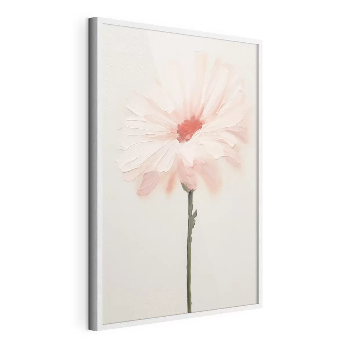 Poster Fiore bianco e rosa con pennellate espressive in stile pittura a olio f46933
