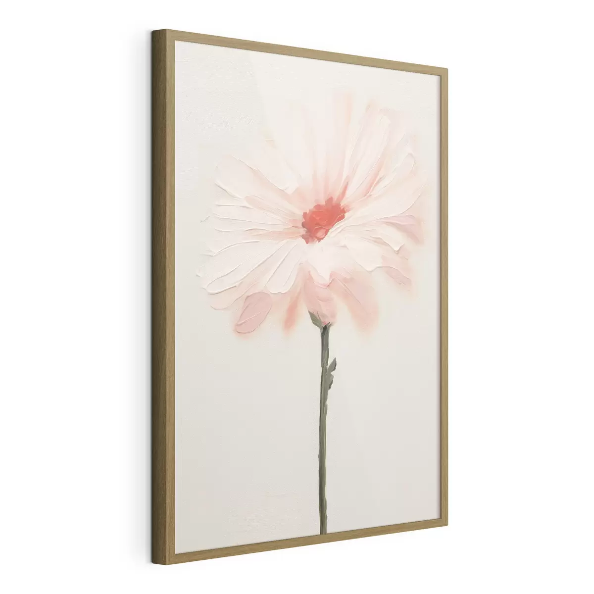 Poster Fiore bianco e rosa con pennellate espressive in stile pittura a olio f46933