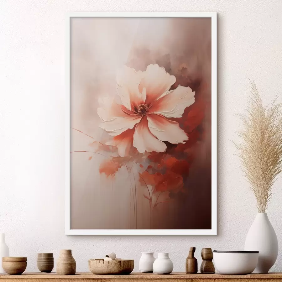 carta da parati Delicato fiore bianco corallo su sfondo sfocato in stile pittura a olio nr. f46938