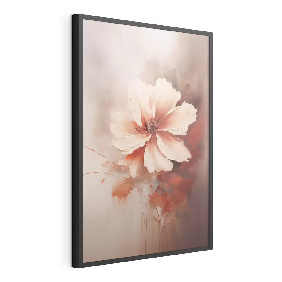 Poster Delicato fiore bianco corallo su sfondo sfocato in stile pittura a olio f46938