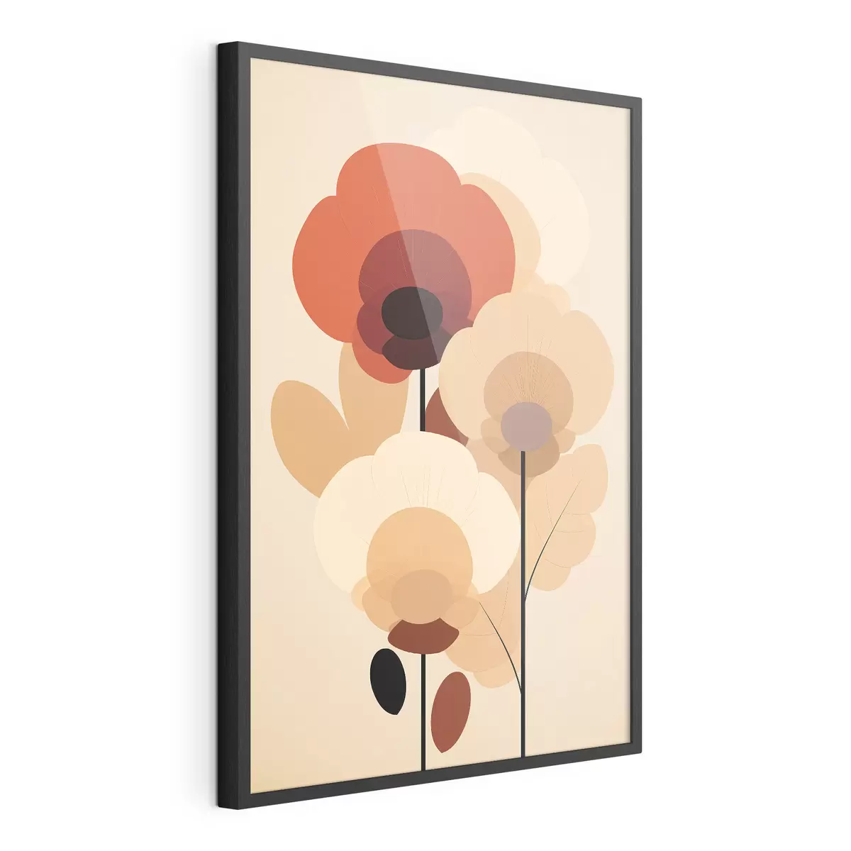 Poster Fiori astratti in una calda palette di beige in stile minimalista f46942