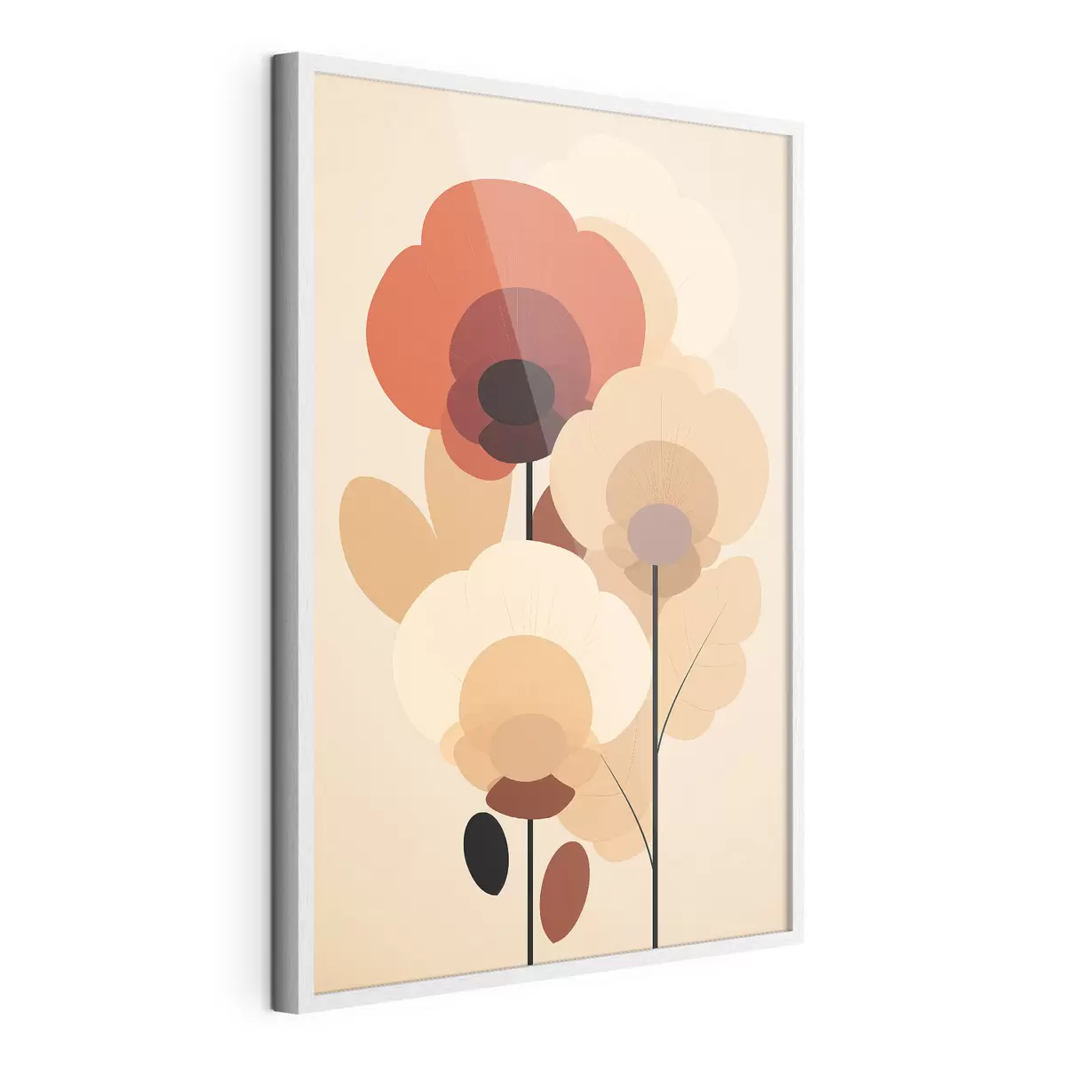 Poster Fiori astratti in una calda palette di beige in stile minimalista f46942