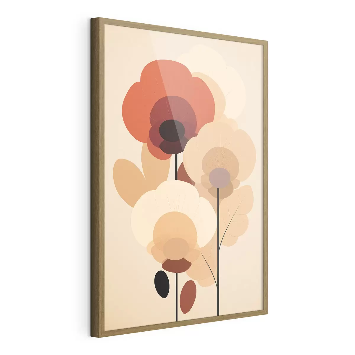Poster Fiori astratti in una calda palette di beige in stile minimalista f46942