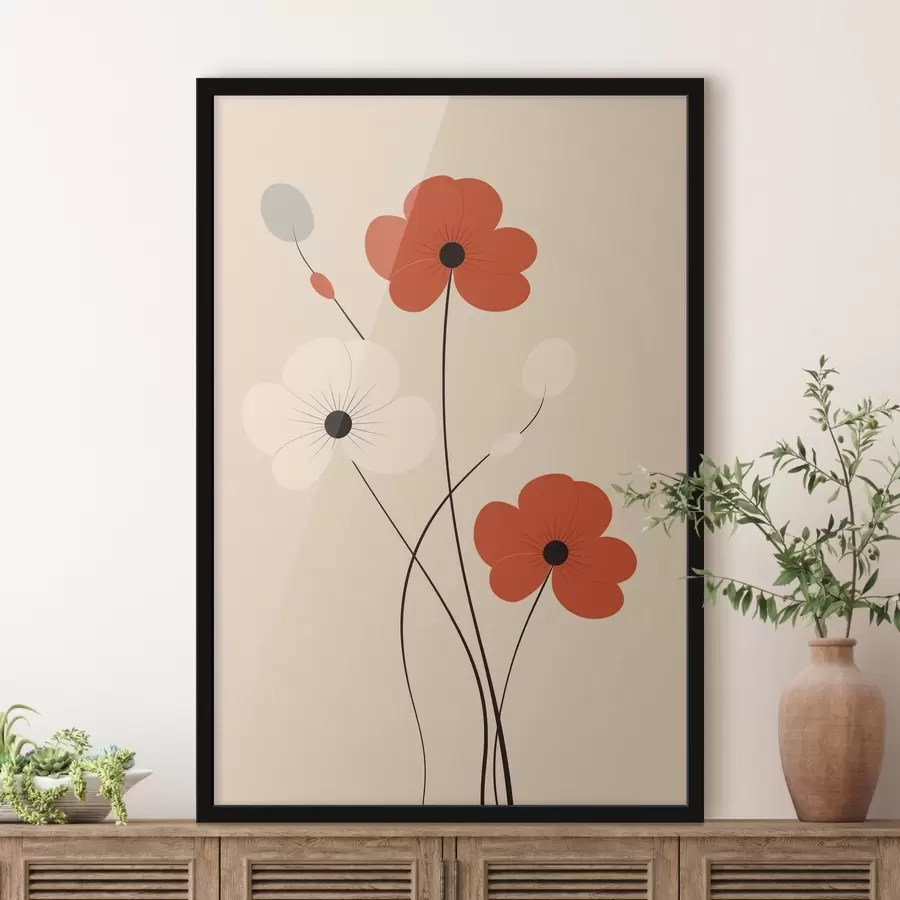 carta da parati Composizione astratta con steli sottili e forme semplici in stile minimalista nr. f46943